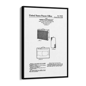 Vintage Music Amp Black Patent Gift Wall Art #2 - The Affordable Art Company
