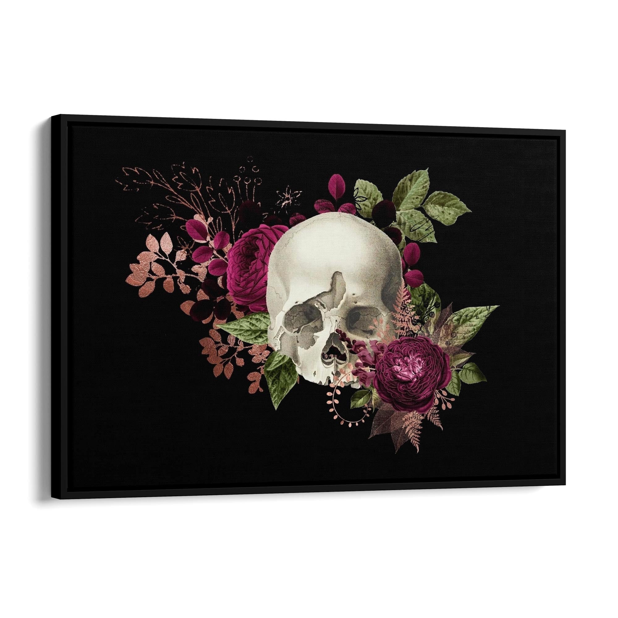 Purple Floral Skull Fashion Girls Bedroom Wall Art #2 - The Affordable Art Company