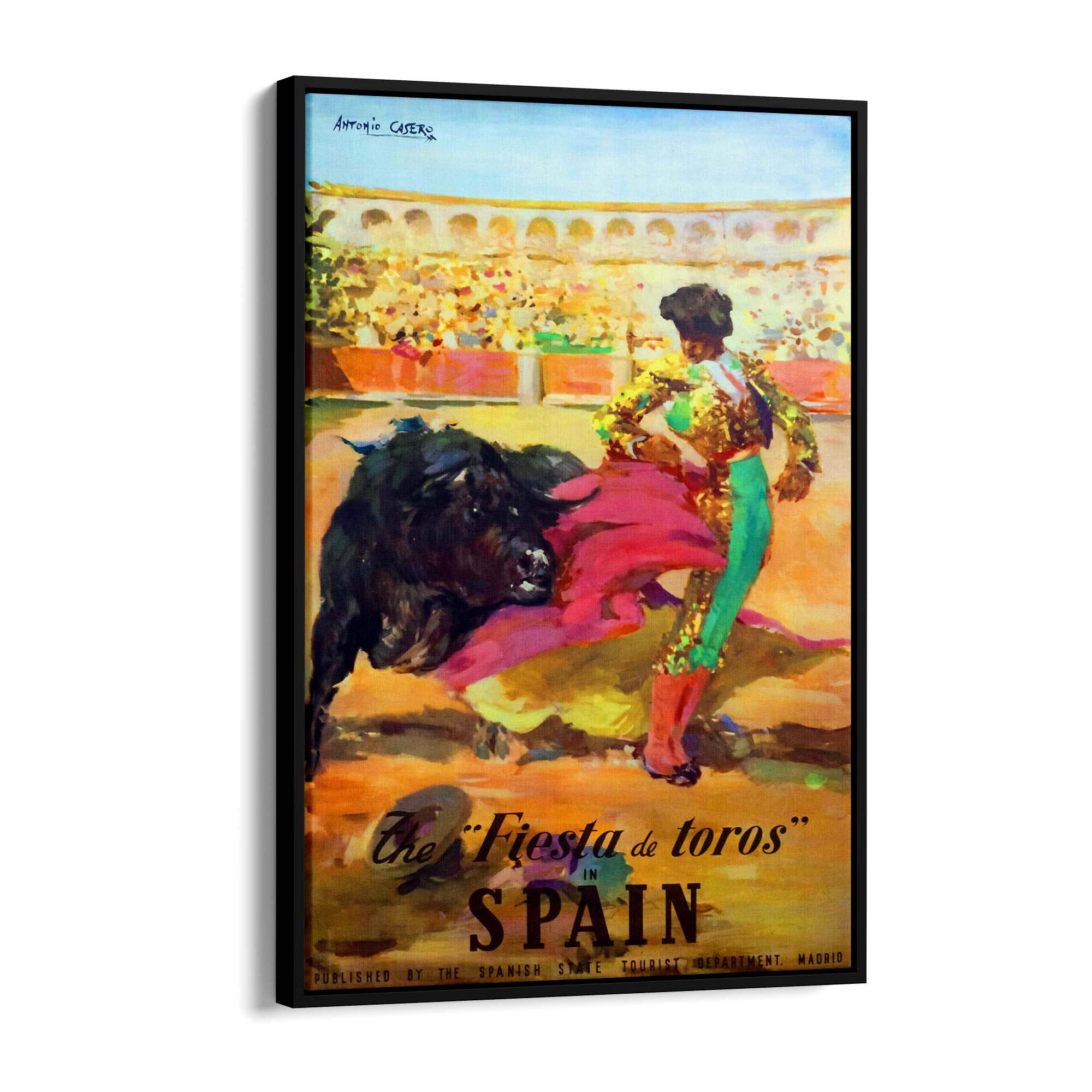 Fiesta de Toros Spain Vintage Travel Advert Wall Art - The Affordable Art Company