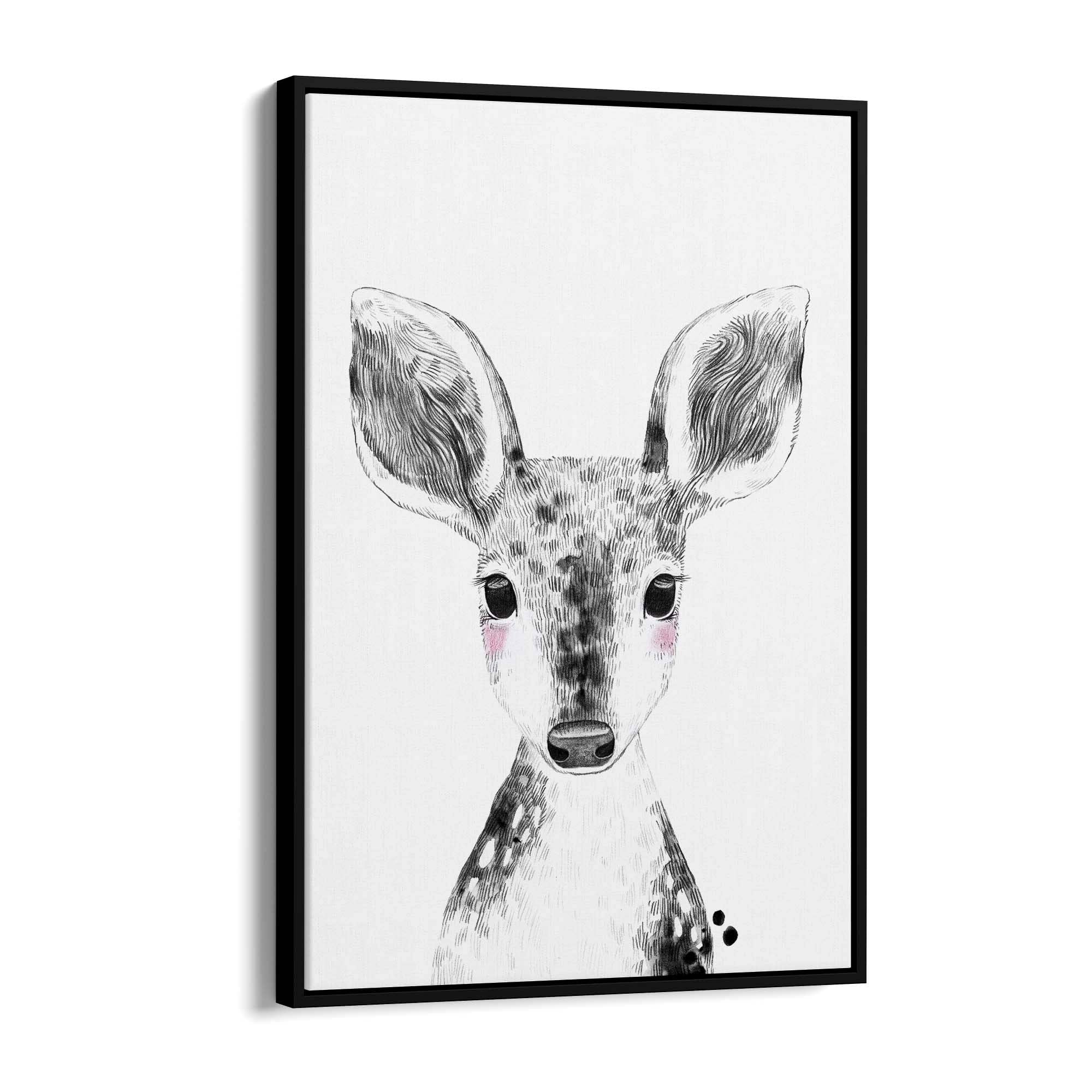 Cute Blushing Baby Deer Nursery Animal Wall Art - The Affordable Art Company