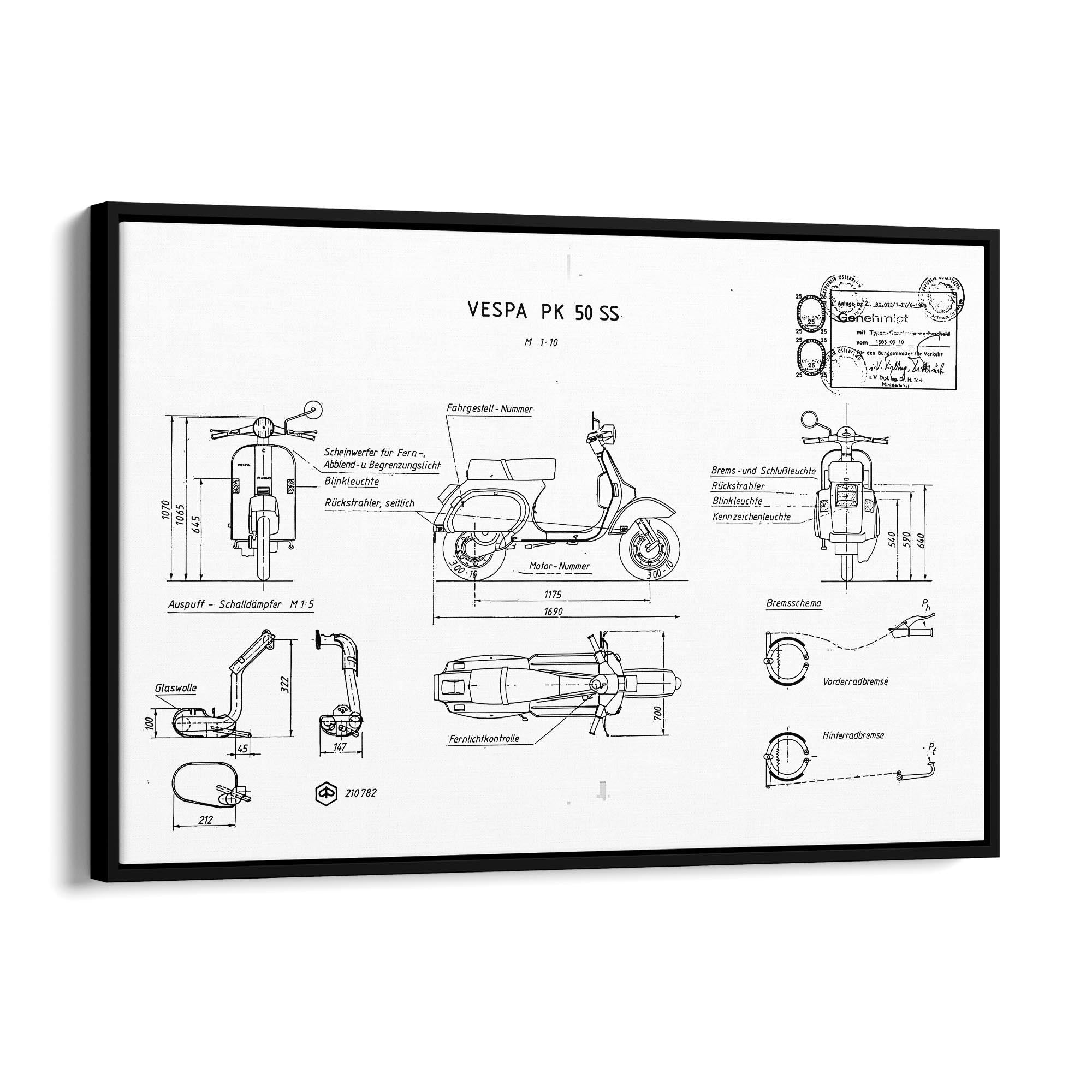 Vintage Vespa Patent White Patent Wall Art #2 - The Affordable Art Company