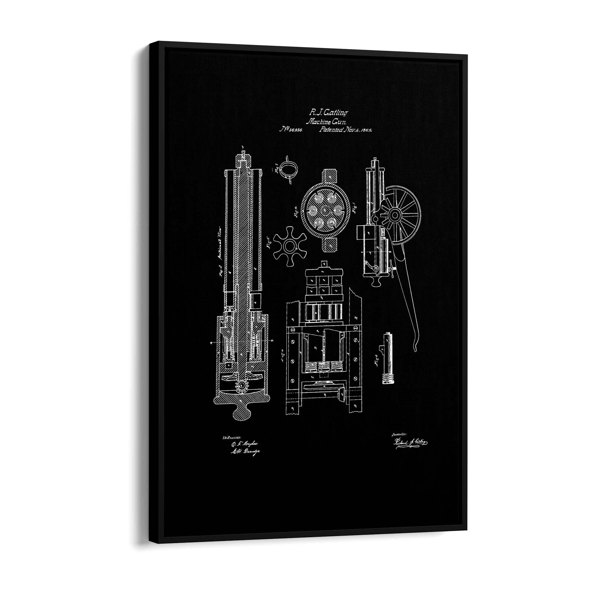Vintage Machine Gun Patent Wall Art #1 - The Affordable Art Company