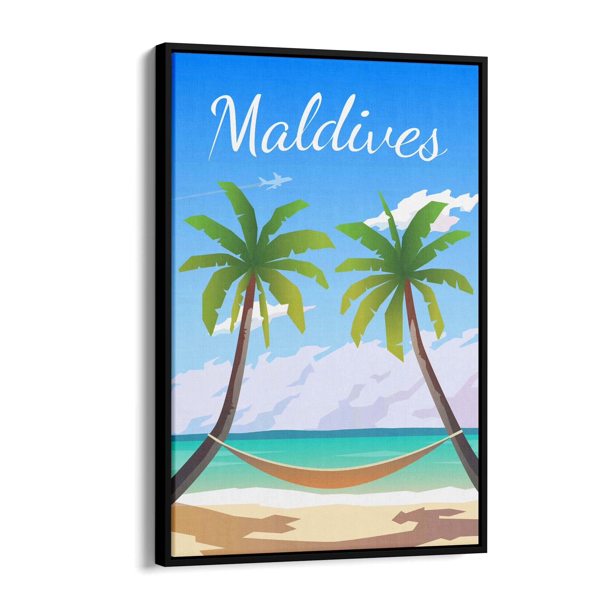 Retro Maldives Tropical Travel Vintage Wall Art - The Affordable Art Company