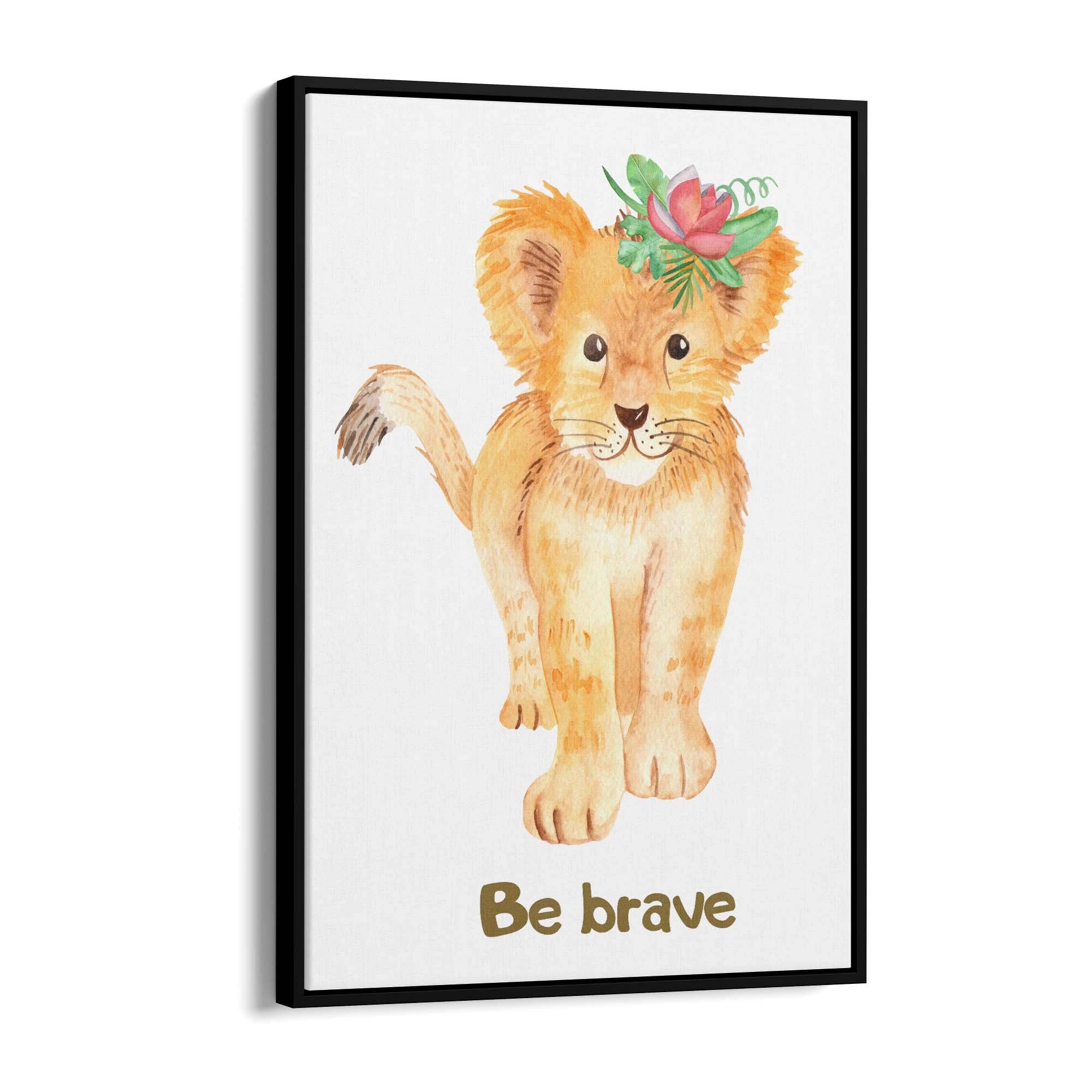 Cartoon Lion "Be Brave" Quote Nursery Wall Art - The Affordable Art Company