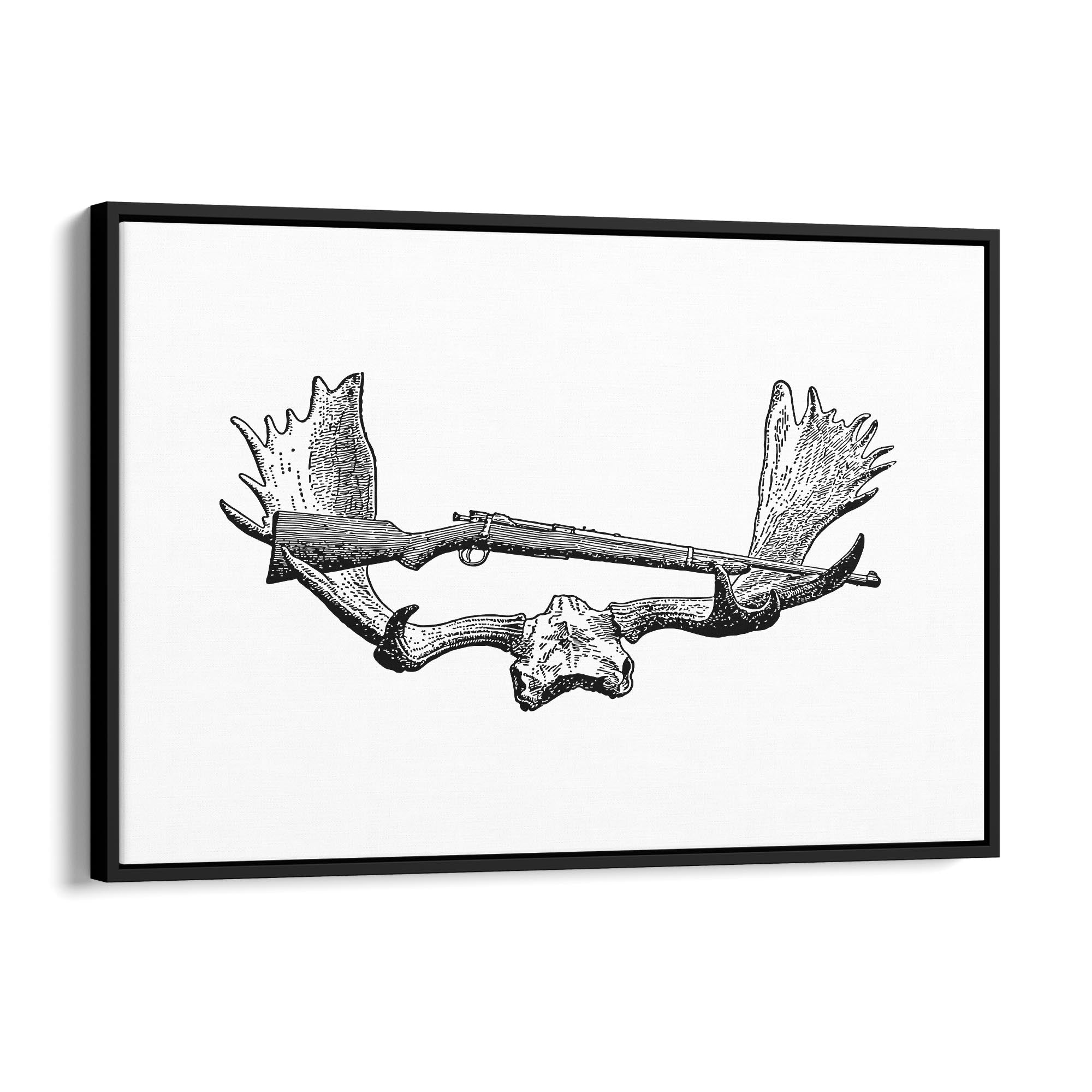 Antlers Hunting Drawing Man Cave Wall Art #2 - The Affordable Art Company