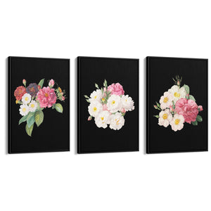 Set of Dark Floral Botanical Flowers Wall Art #2 - The Affordable Art Company