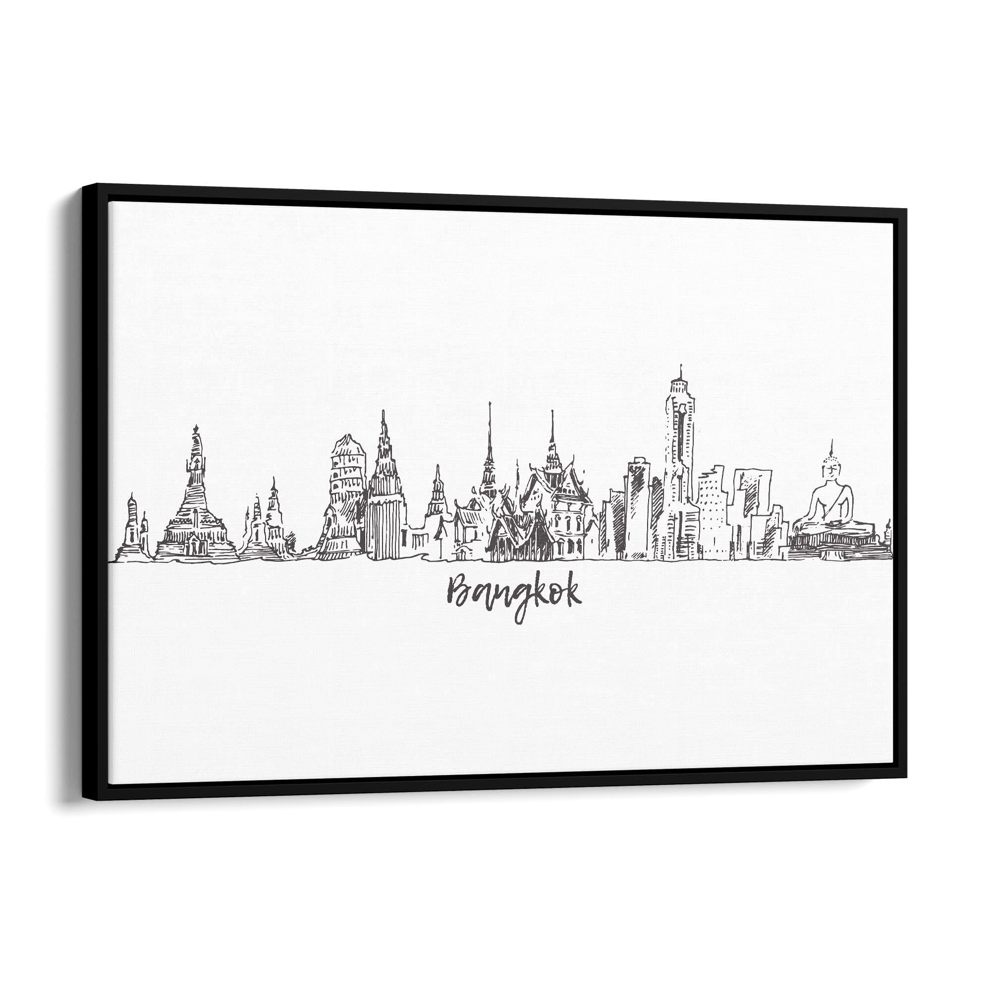 Bangkok Thailand Drawing Minimal Travel Wall Art - The Affordable Art Company