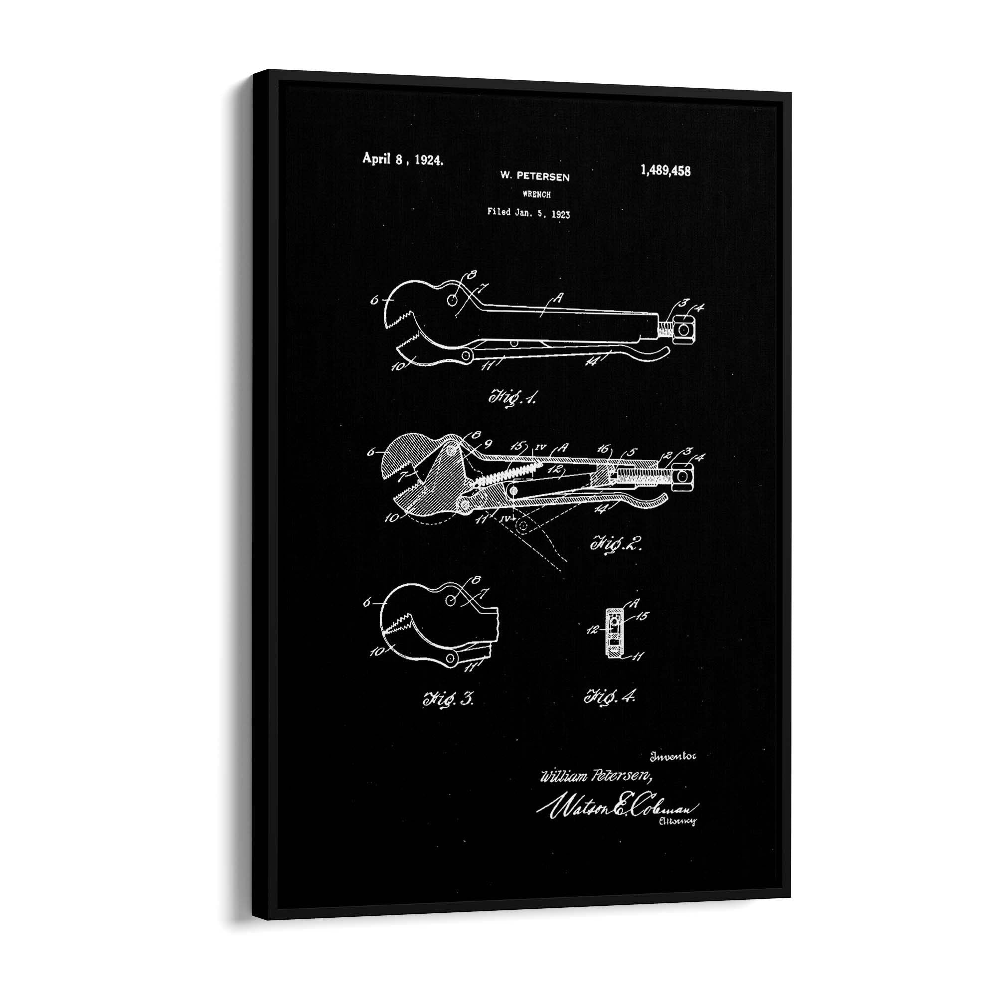 Vintage Wrench Tool Patent Wall Art #1 - The Affordable Art Company