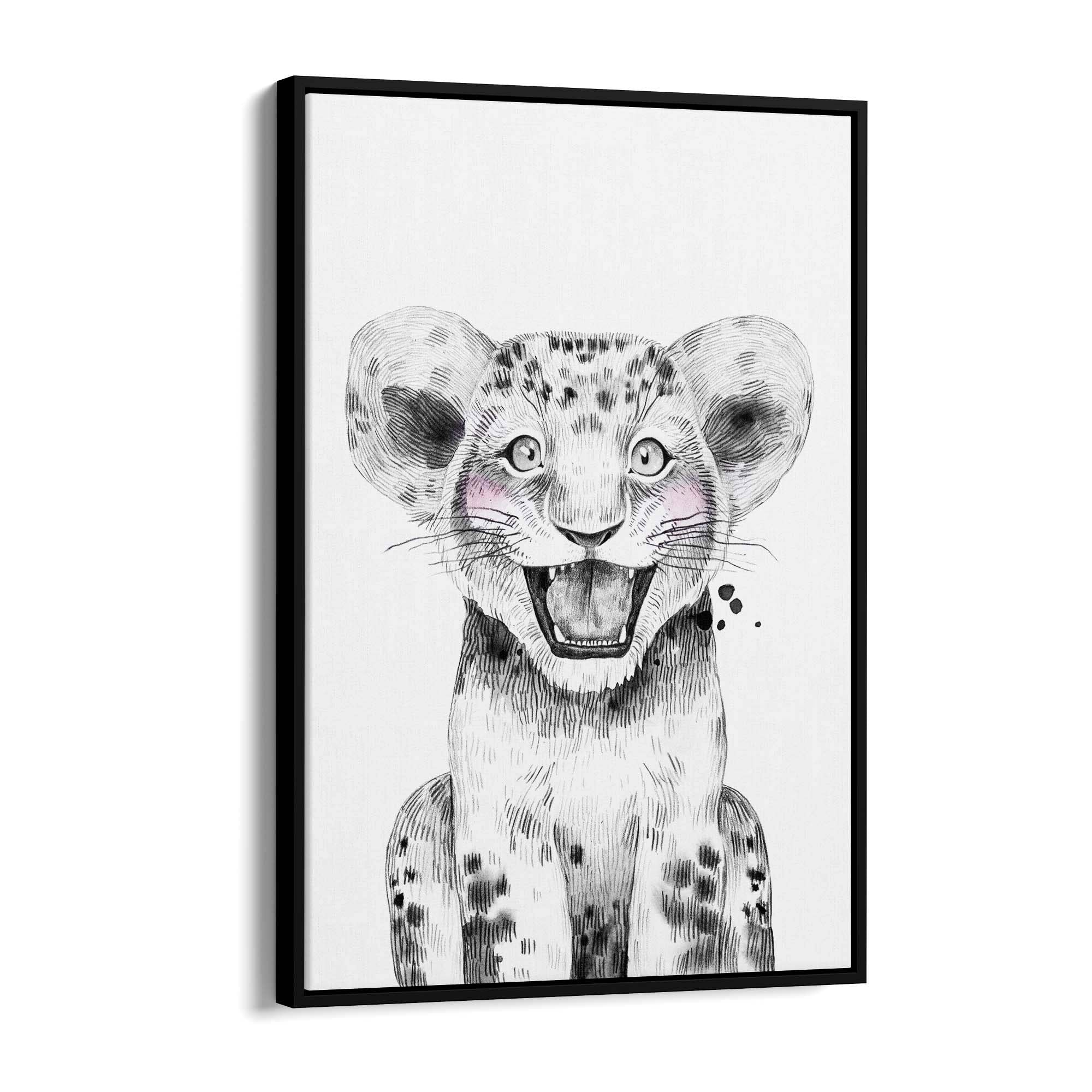 Cute Blushing Baby Lion Nursery Animal Wall Art - The Affordable Art Company