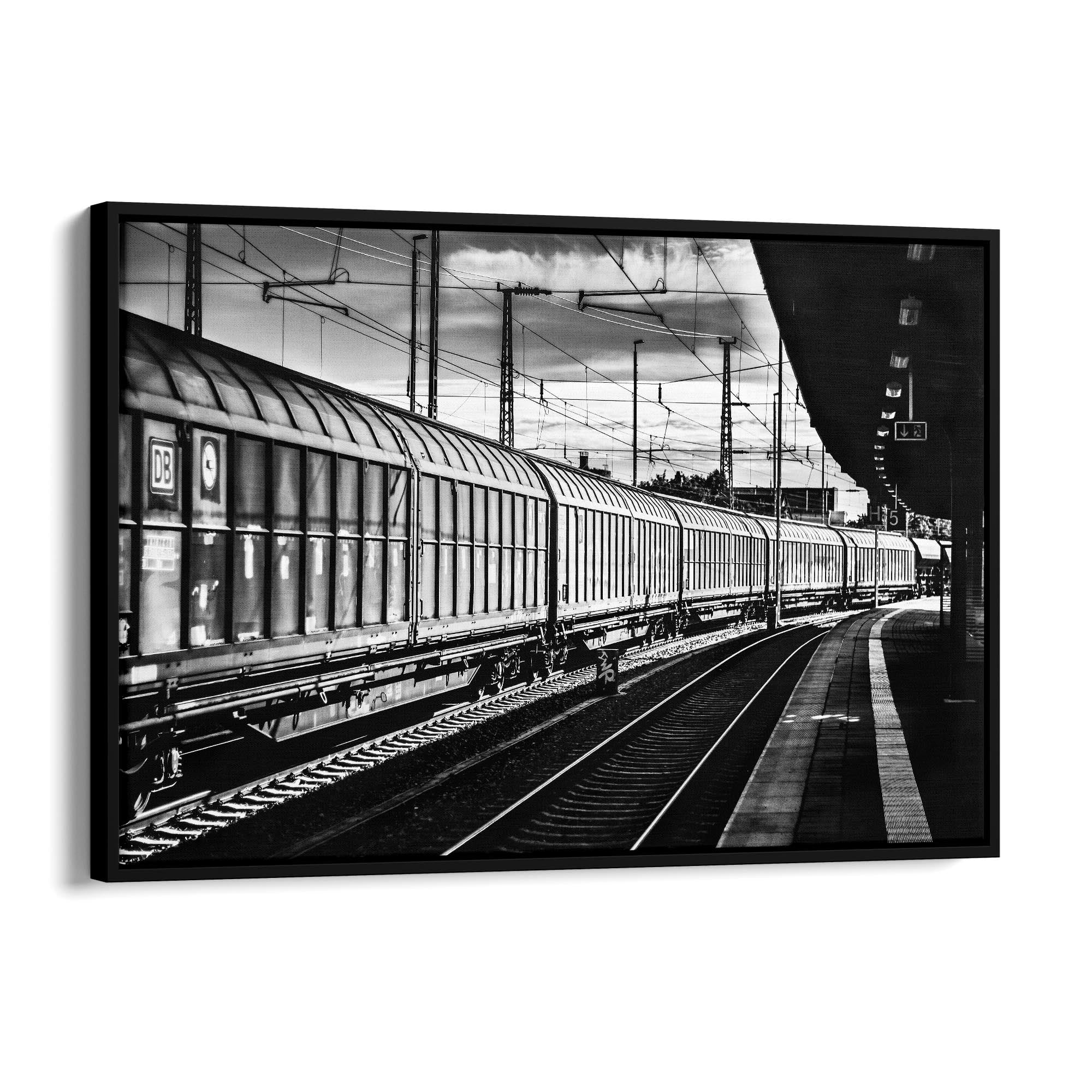 Freight Train Black and White Photograph Wall Art - The Affordable Art Company