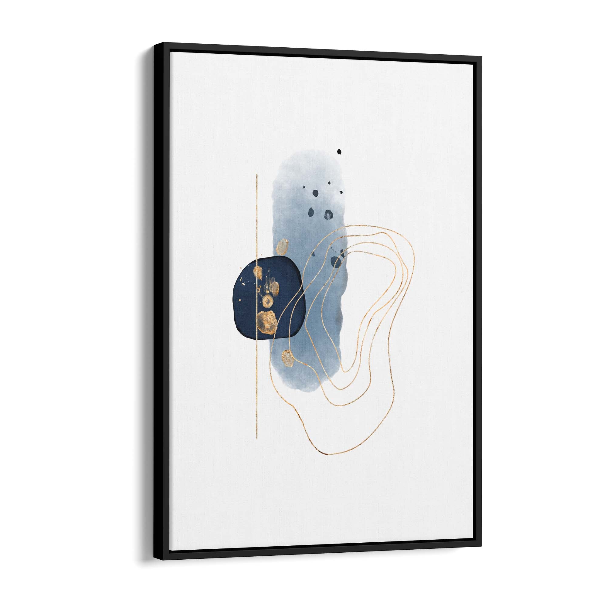 Abstract Art Print - Navy & Gold Rings 