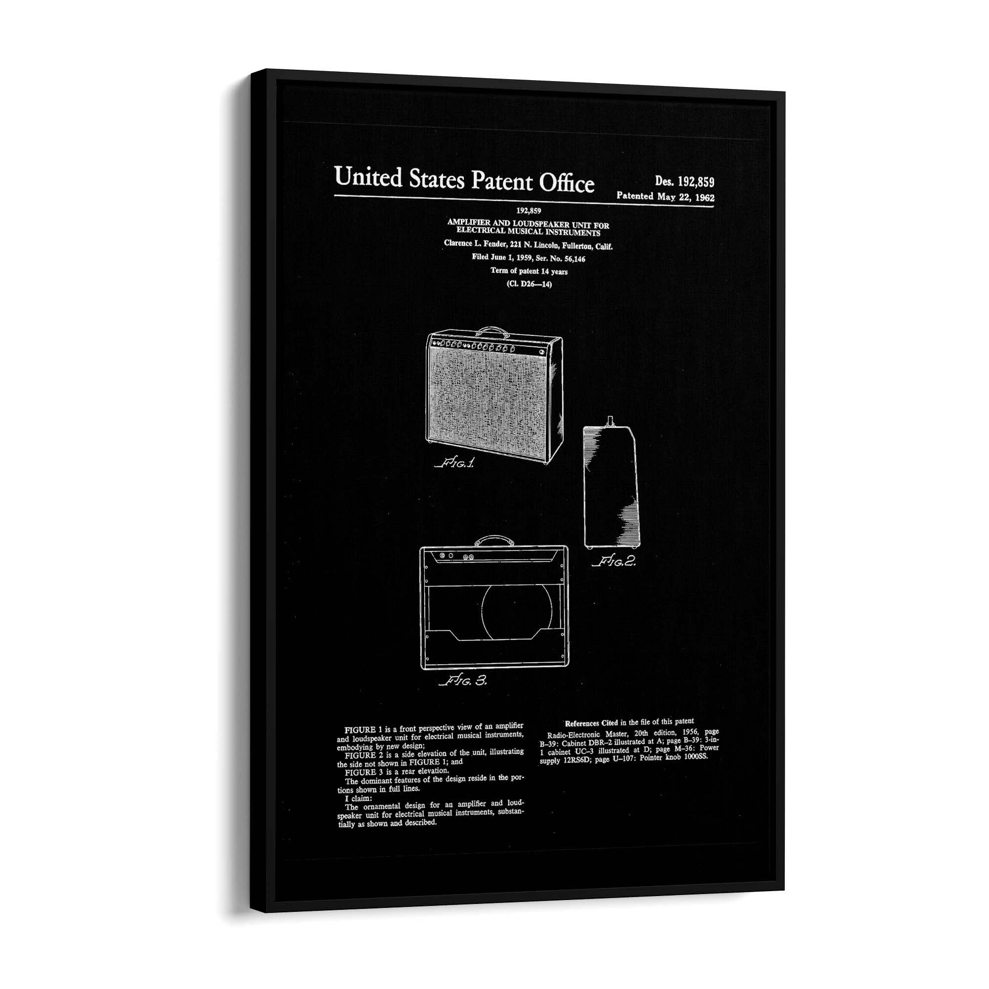 Vintage Music Amp Black Patent Gift Wall Art #1 - The Affordable Art Company