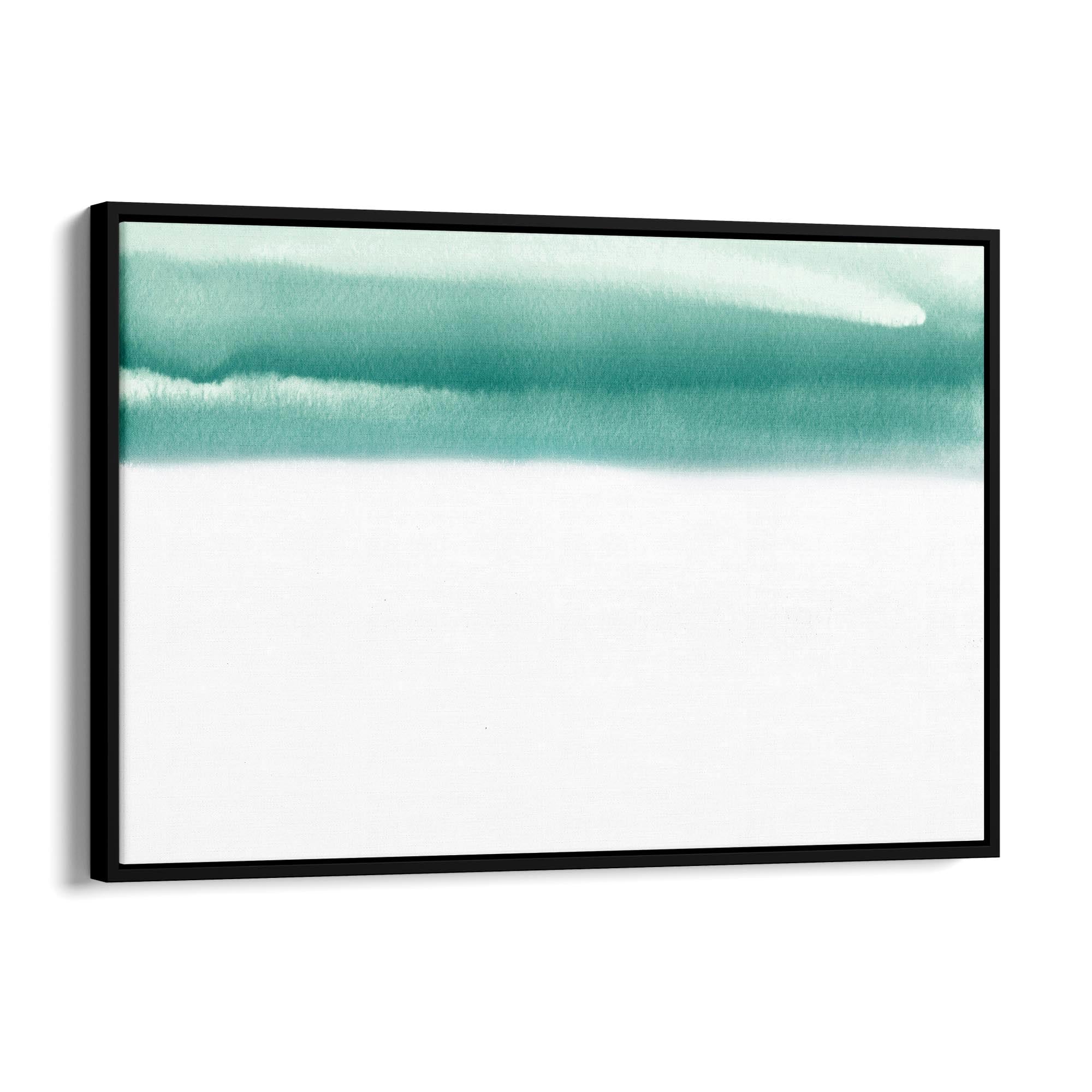 Teal Ink Minimal Ink Painting Blue Wall Art #2 - The Affordable Art Company