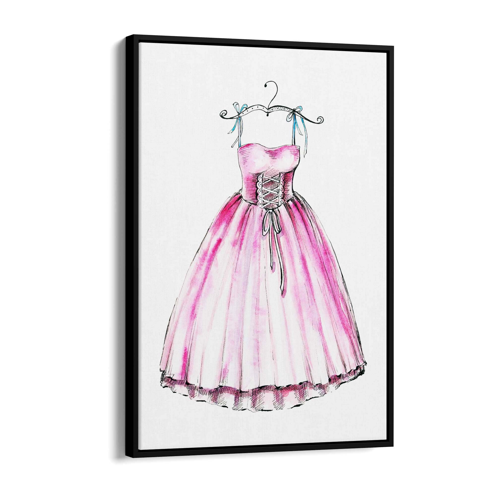 Pink Ballet Dress Girls Bedroom Ballerina Wall Art - The Affordable Art Company