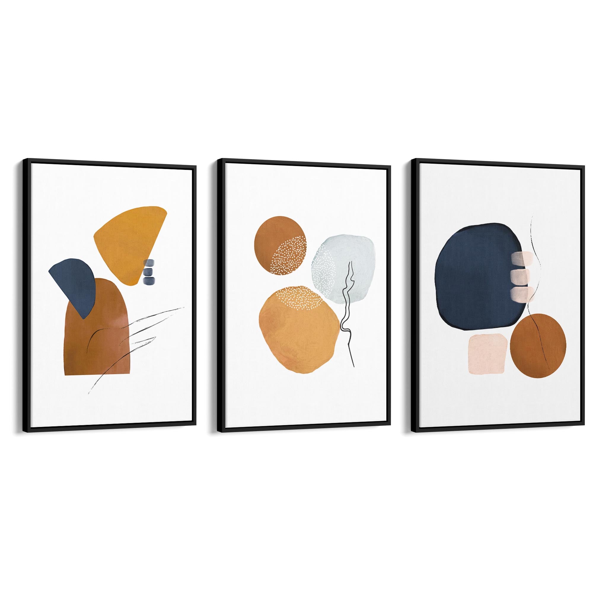 Set of Abstract Shape Minimal Blue Modern Wall Art #4 - The Affordable Art Company