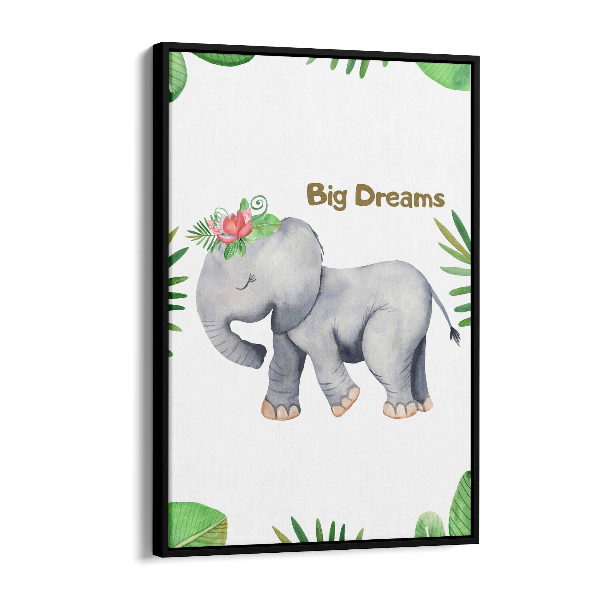 Elephant "Big Dreams" Nursery Quote Animal Art - The Affordable Art Company