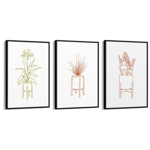Set of Minimal House Plant Drawing Wall Art #1 - The Affordable Art Company