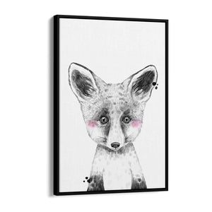 Cute Blushing Baby Fox Nursery Animal Wall Art - The Affordable Art Company