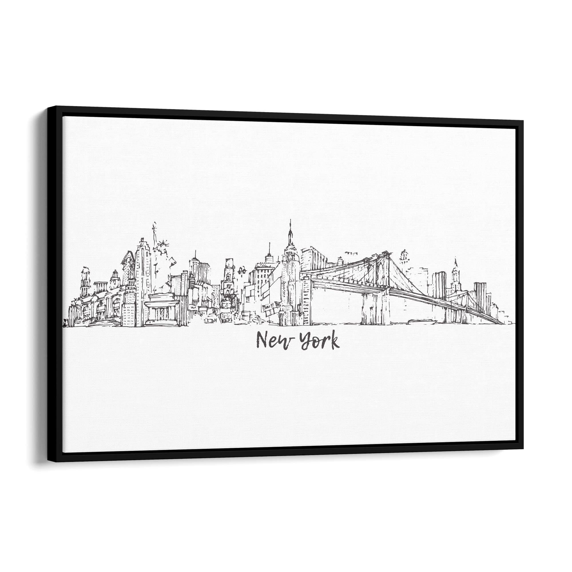 New York Cityscape Drawing Minimal Wall Art - The Affordable Art Company