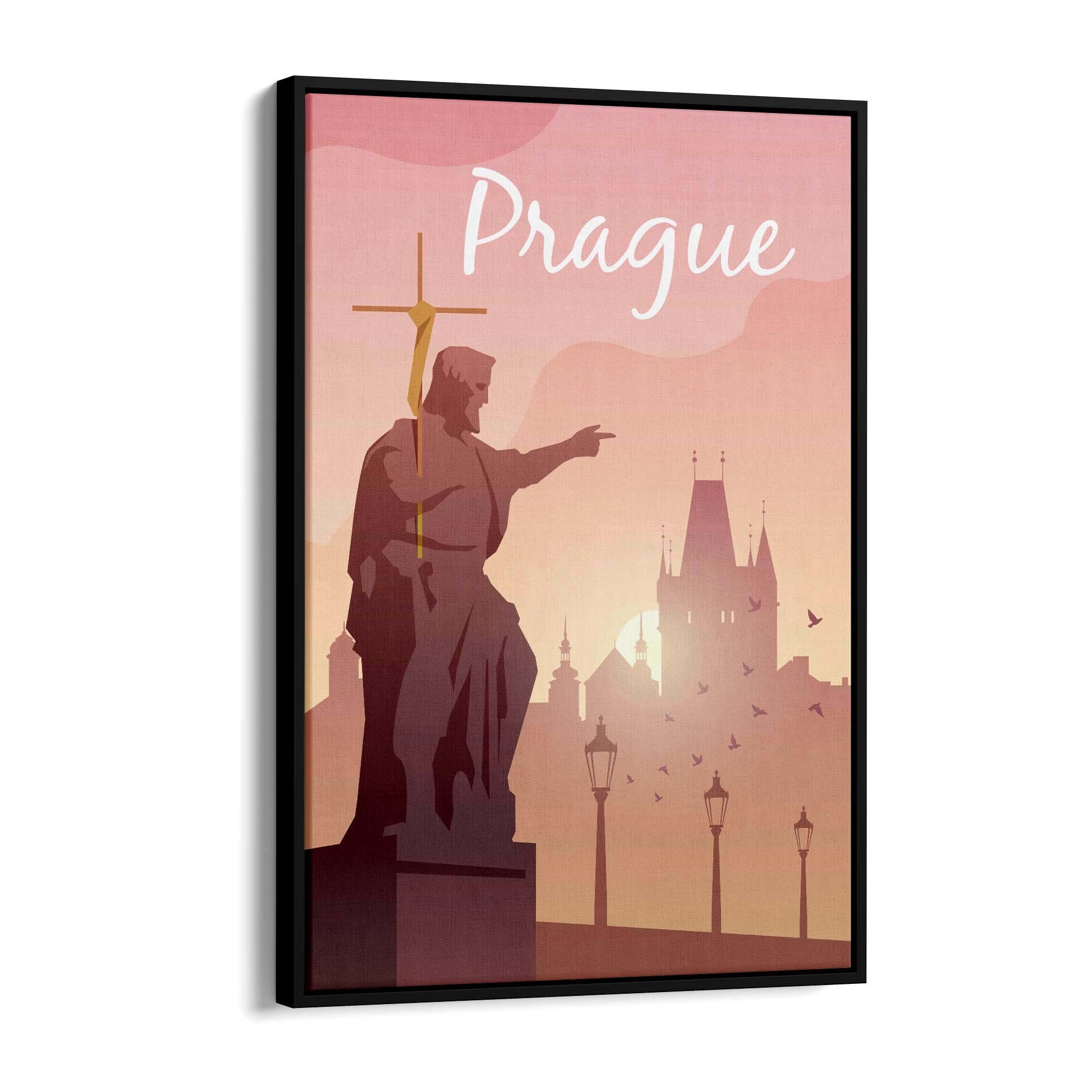 Retro Prague Czech Vintage Travel Europe Wall Art - The Affordable Art Company