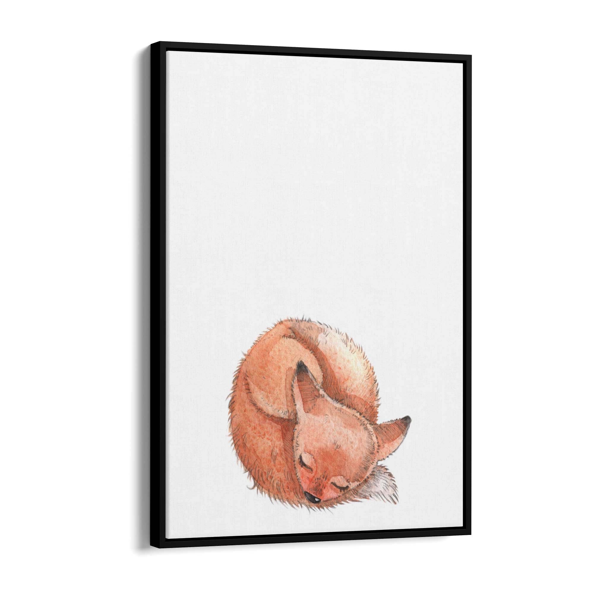 Cute Sleeping Fox Cartoon Animal Nursery Wall Art - The Affordable Art Company