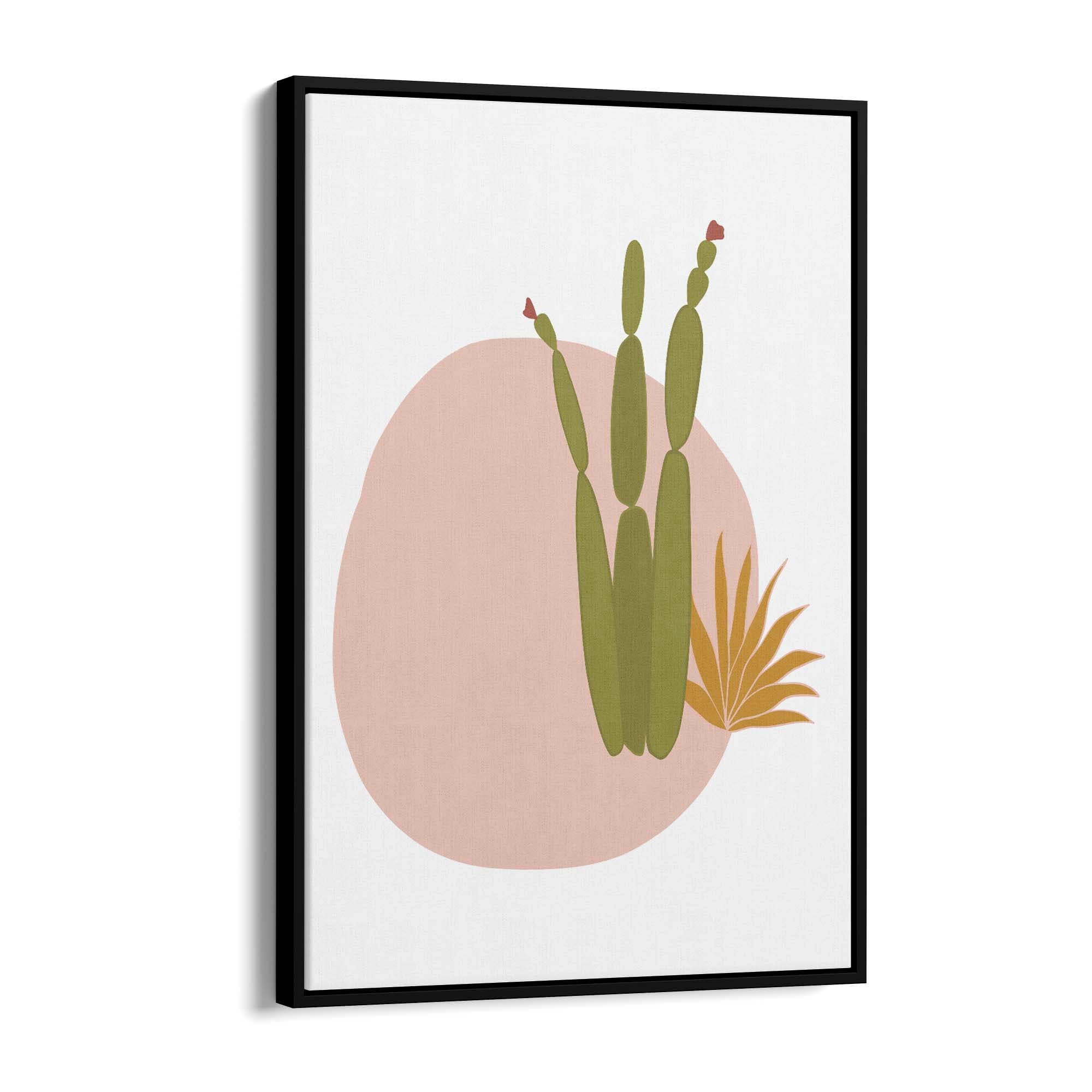 Retro Minimal Abstract Green Cactus Wall Art #1 - The Affordable Art Company