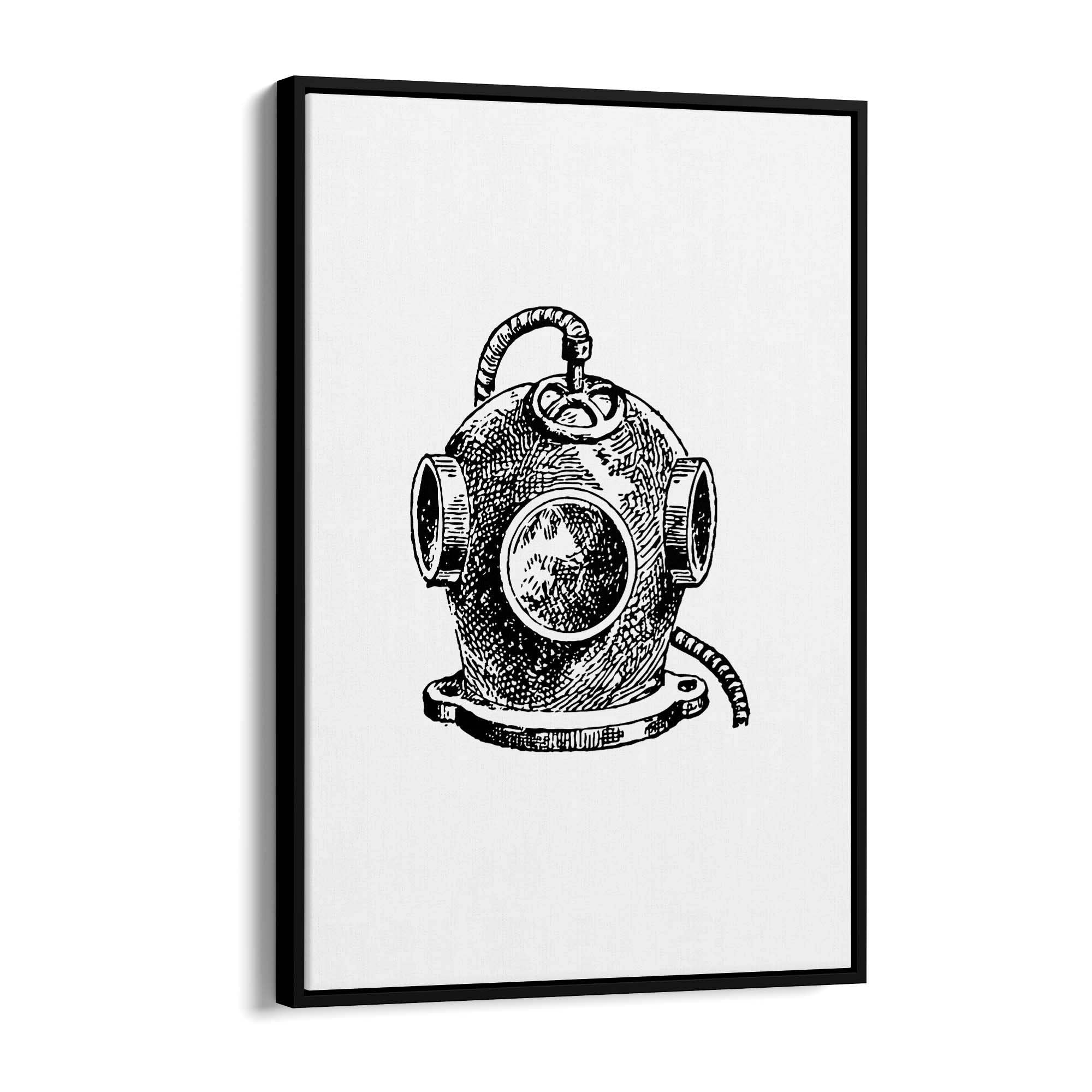 Diving Helmet Drawing Nautical Coastal Wall Art #2 - The Affordable Art Company