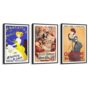 Set of Vintage French Cafe Adverts Wall Art - The Affordable Art Company