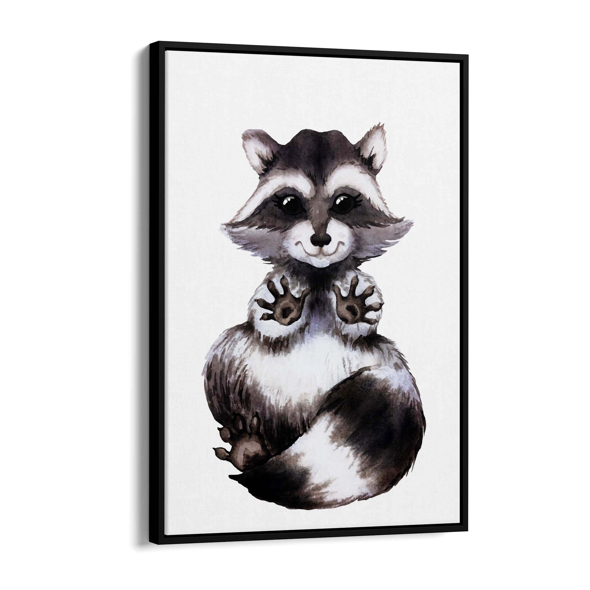 Cartoon Raccoon Cute Nursery Baby Animal Art - The Affordable Art Company