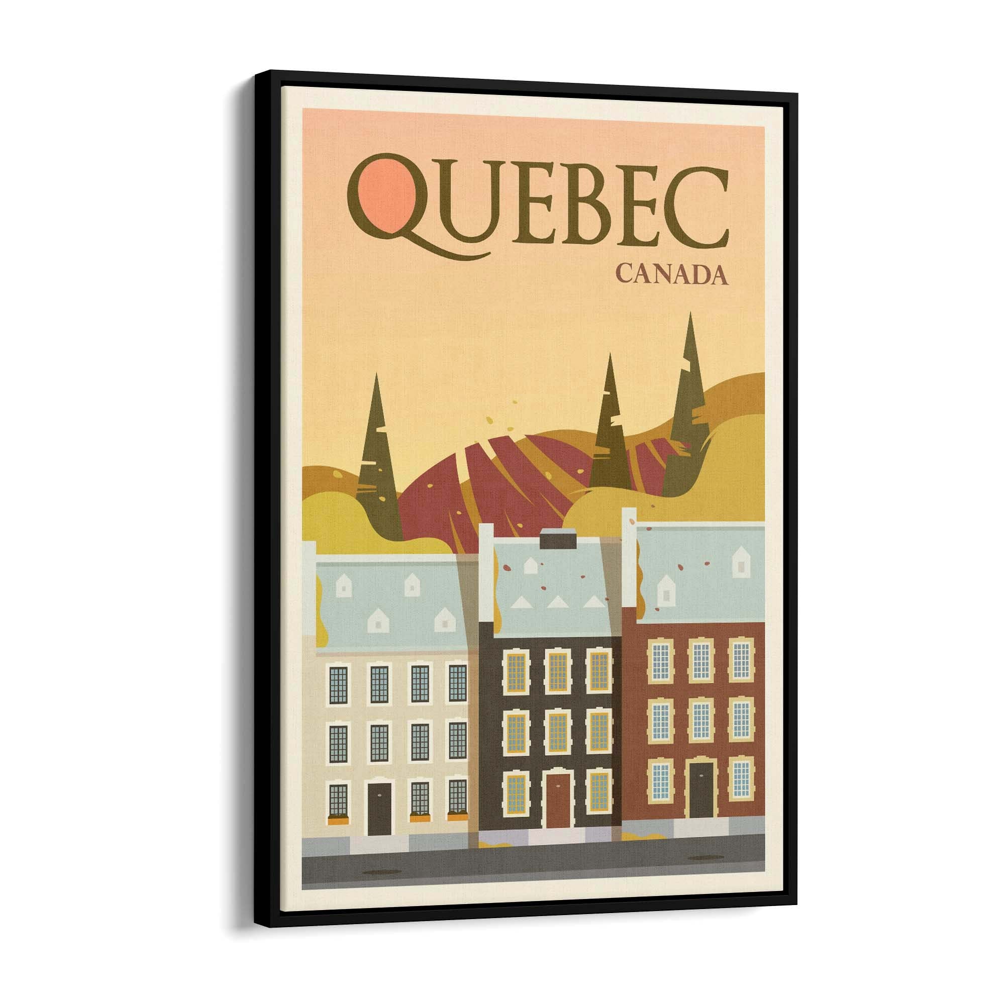 Retro Quebec Canada Vintage Travel Wall Art - The Affordable Art Company