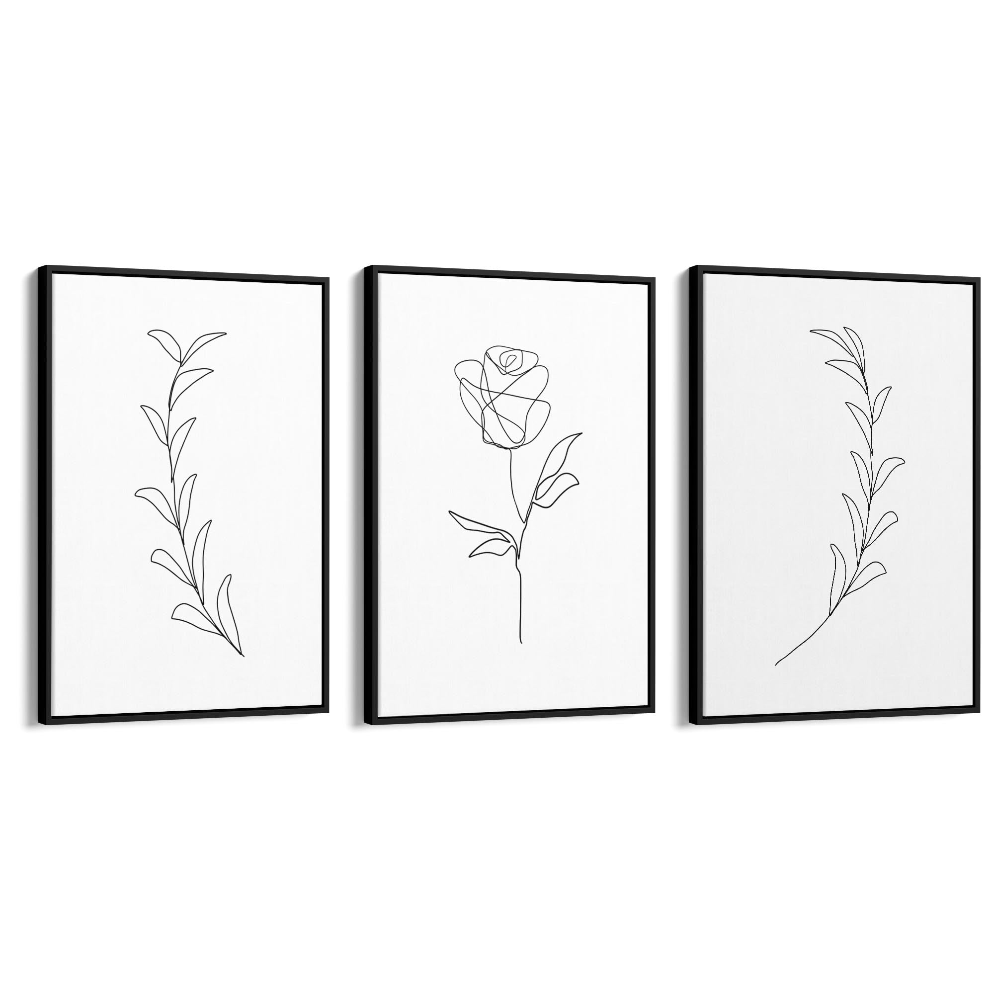 Set of Minimal Flower Line Drawings Wall Art #3 - The Affordable Art Company