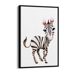 Cartoon Zebra Cute Nursery Baby Animal Art #1 - The Affordable Art Company