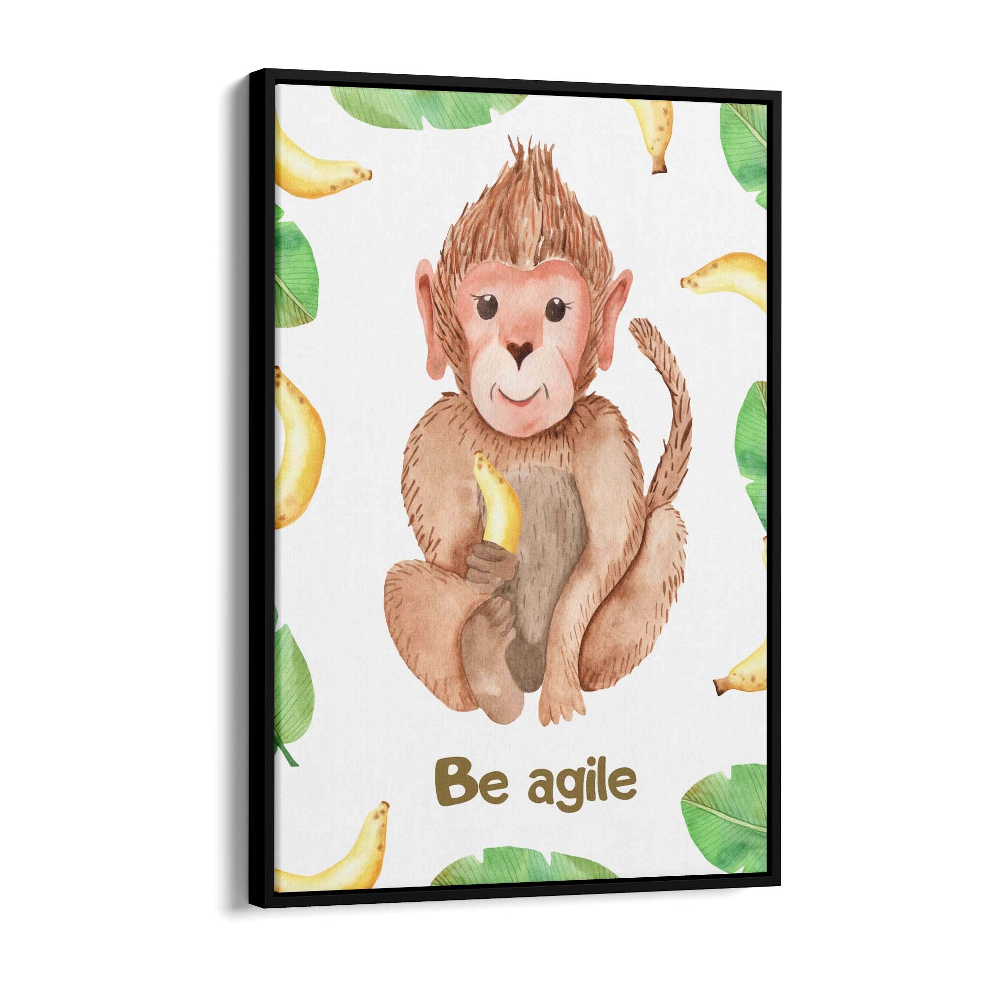 Cartoon Monkey "Be Agile" Nursery Quote Wall Art - The Affordable Art Company