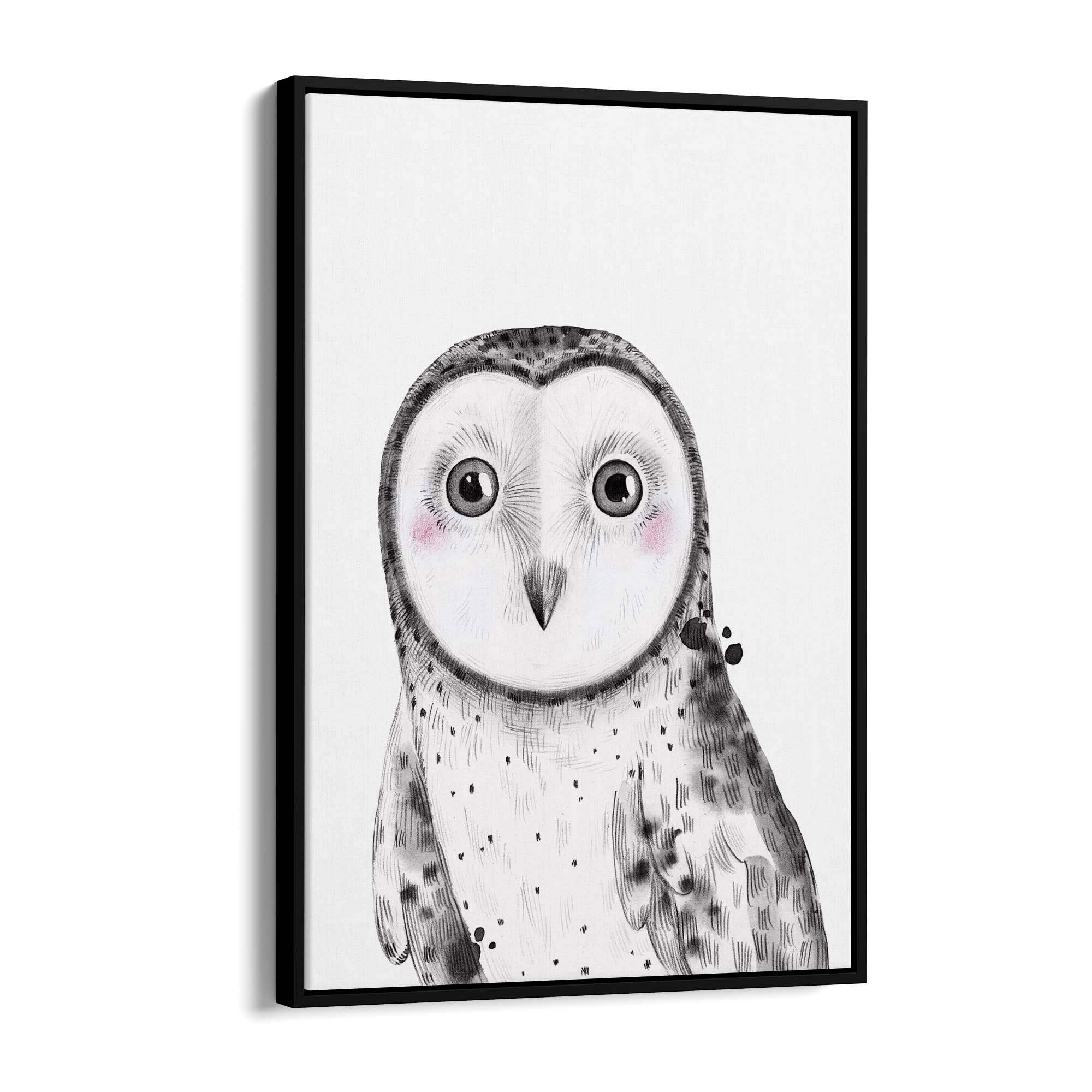 Cute Blushing Baby Owl Nursery Animal Wall Art - The Affordable Art Company