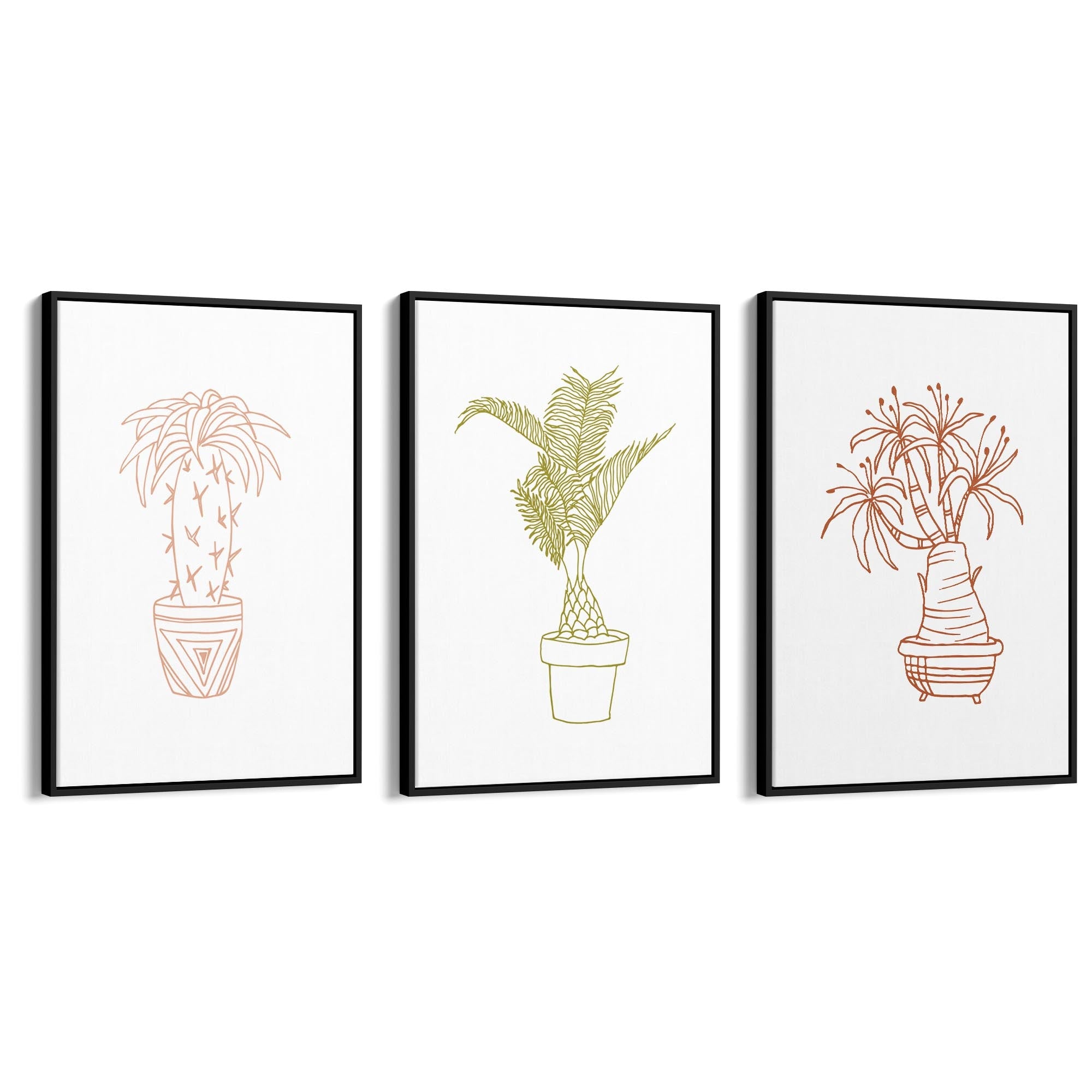 Set of Abstract Plants Kitchen Hallway Wall Art - The Affordable Art Company