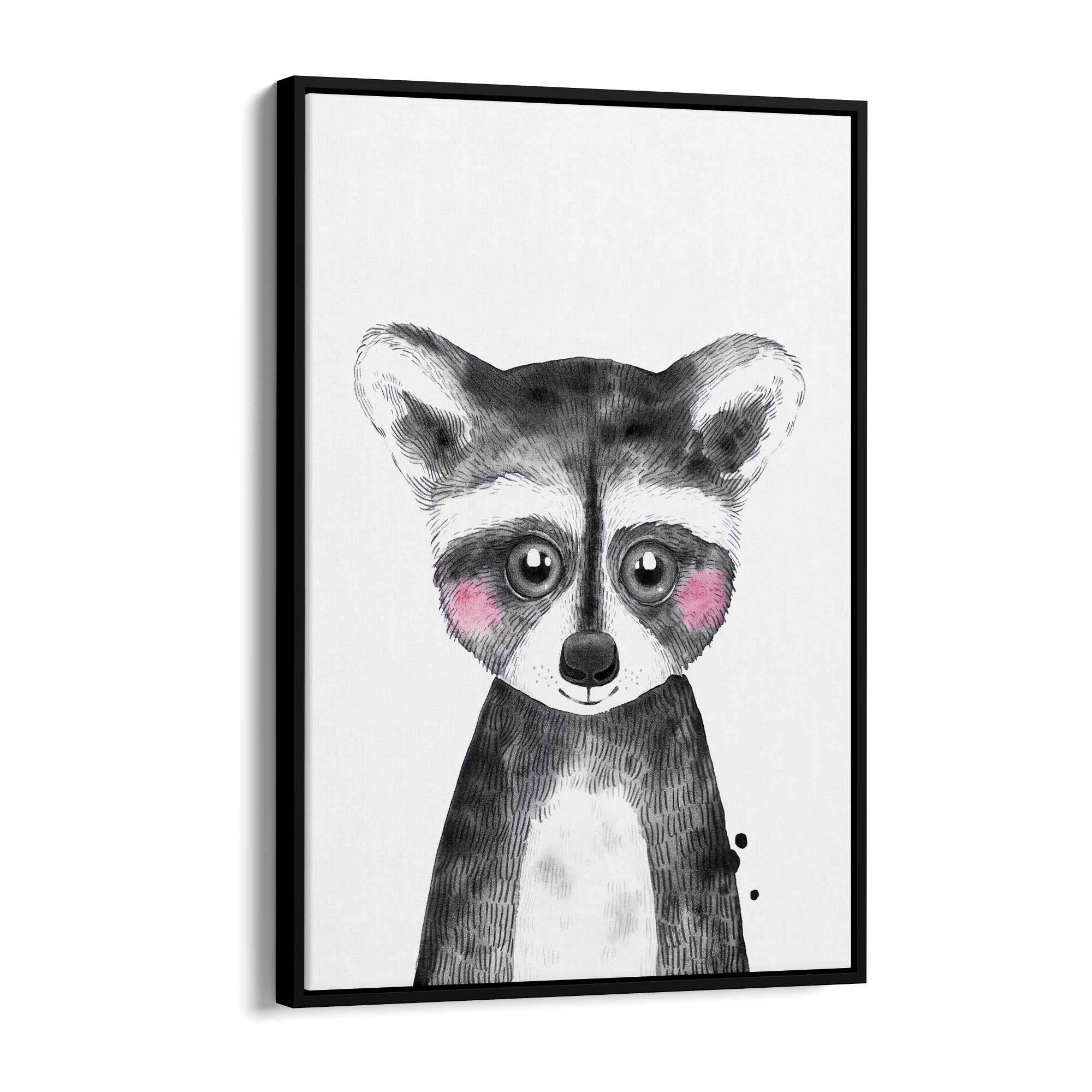 Cute Blushing Baby Raccoon Nursery Animal Wall Art - The Affordable Art Company