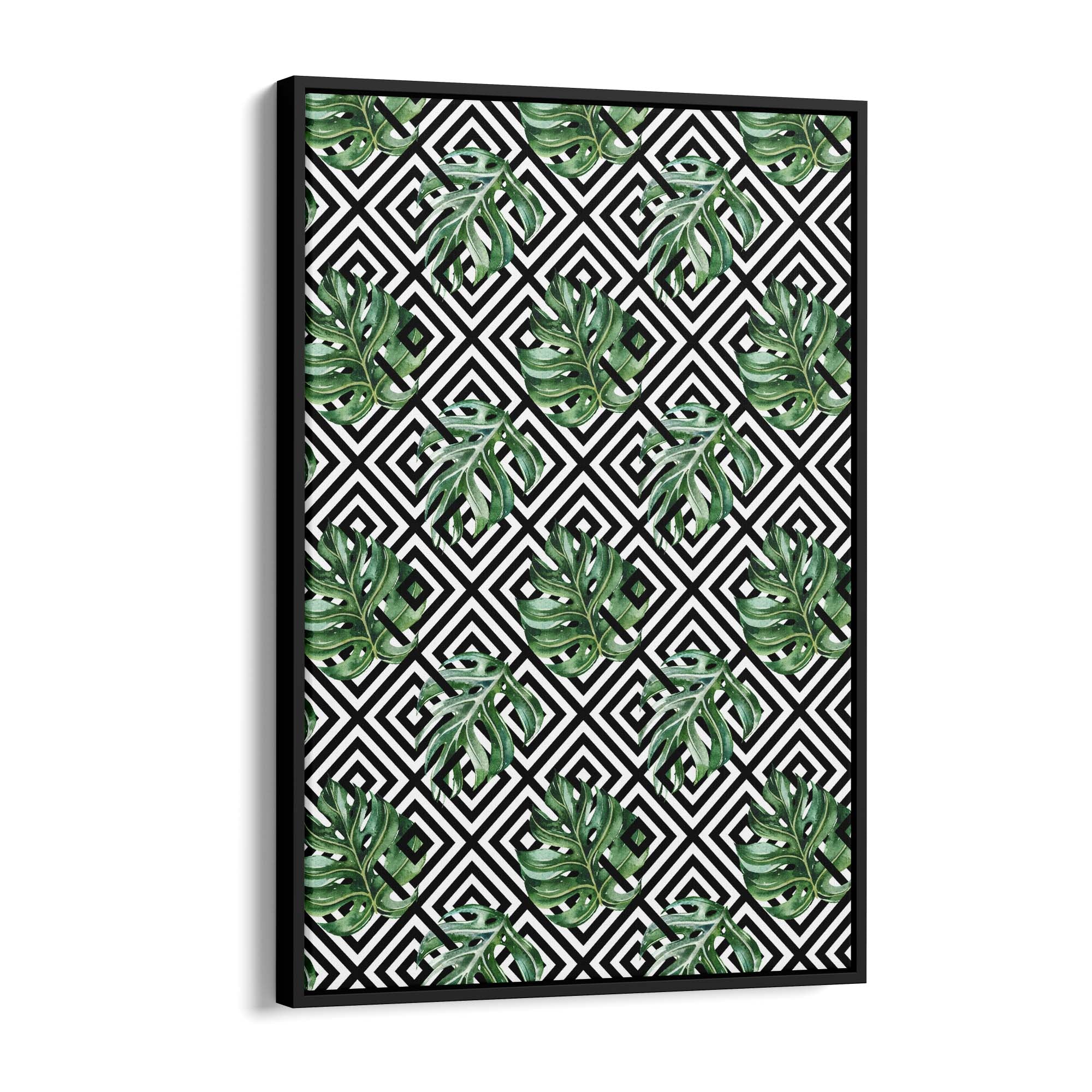 Green Leaves Geometric Nature Wall Art #3 - The Affordable Art Company
