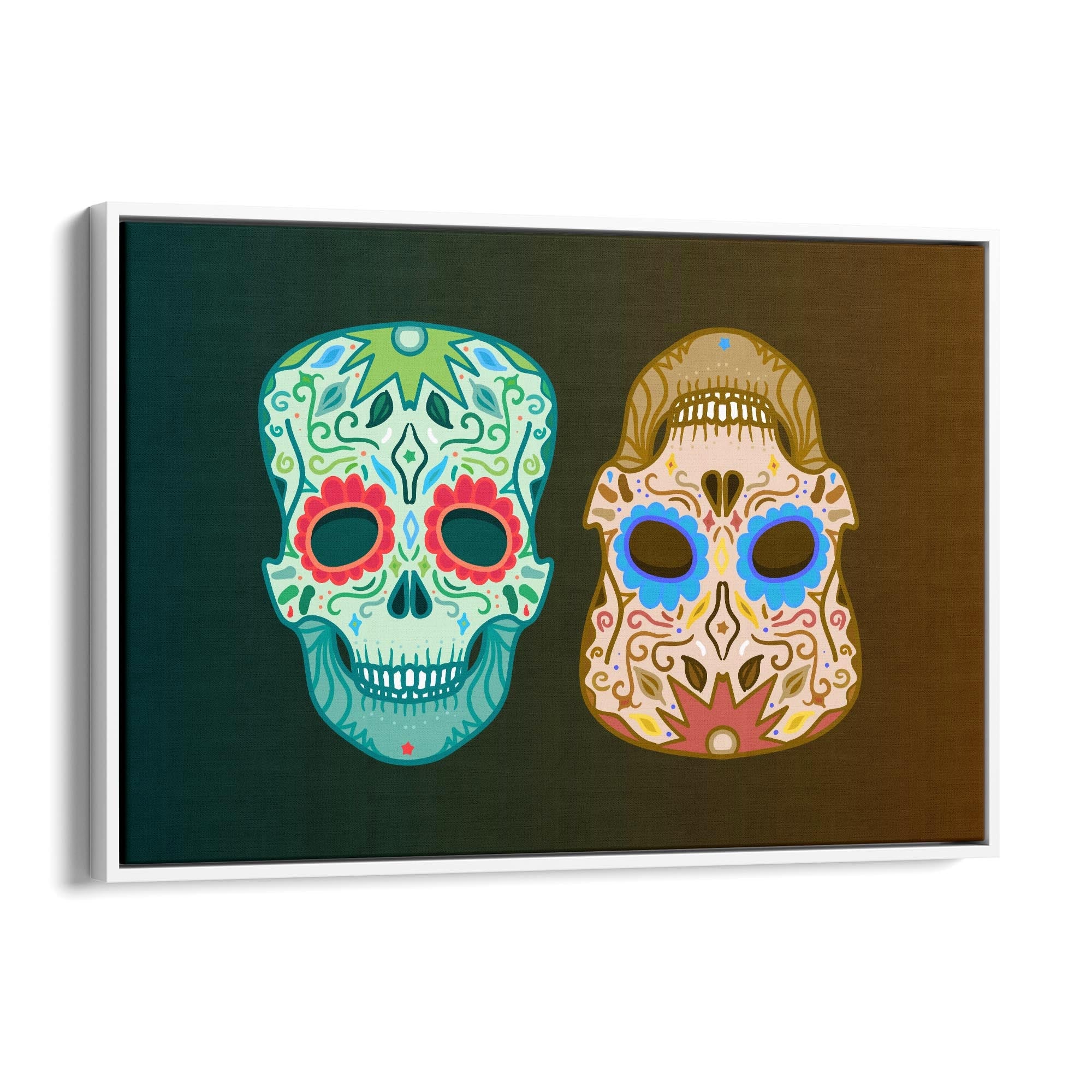 Vintage Mexican Day of the Dead Skulls Wall Art #2 - The Affordable Art Company