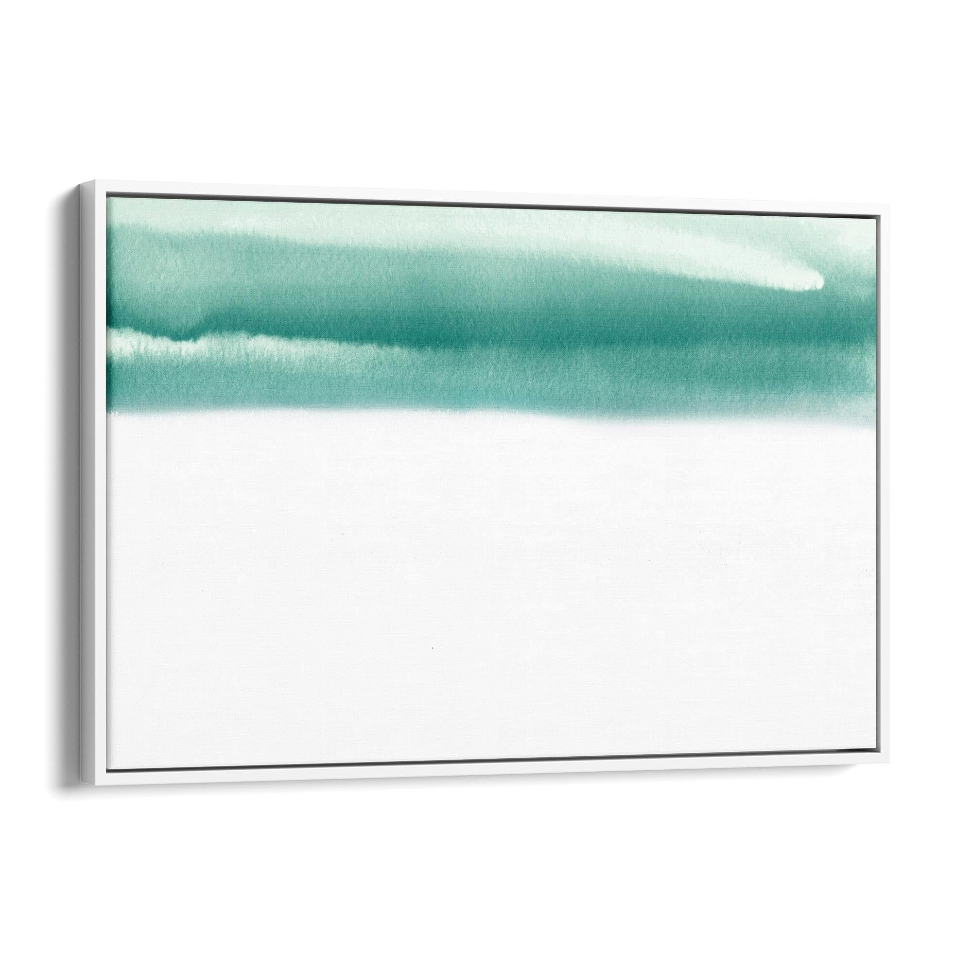 Teal Ink Minimal Ink Painting Blue Wall Art #2 - The Affordable Art Company