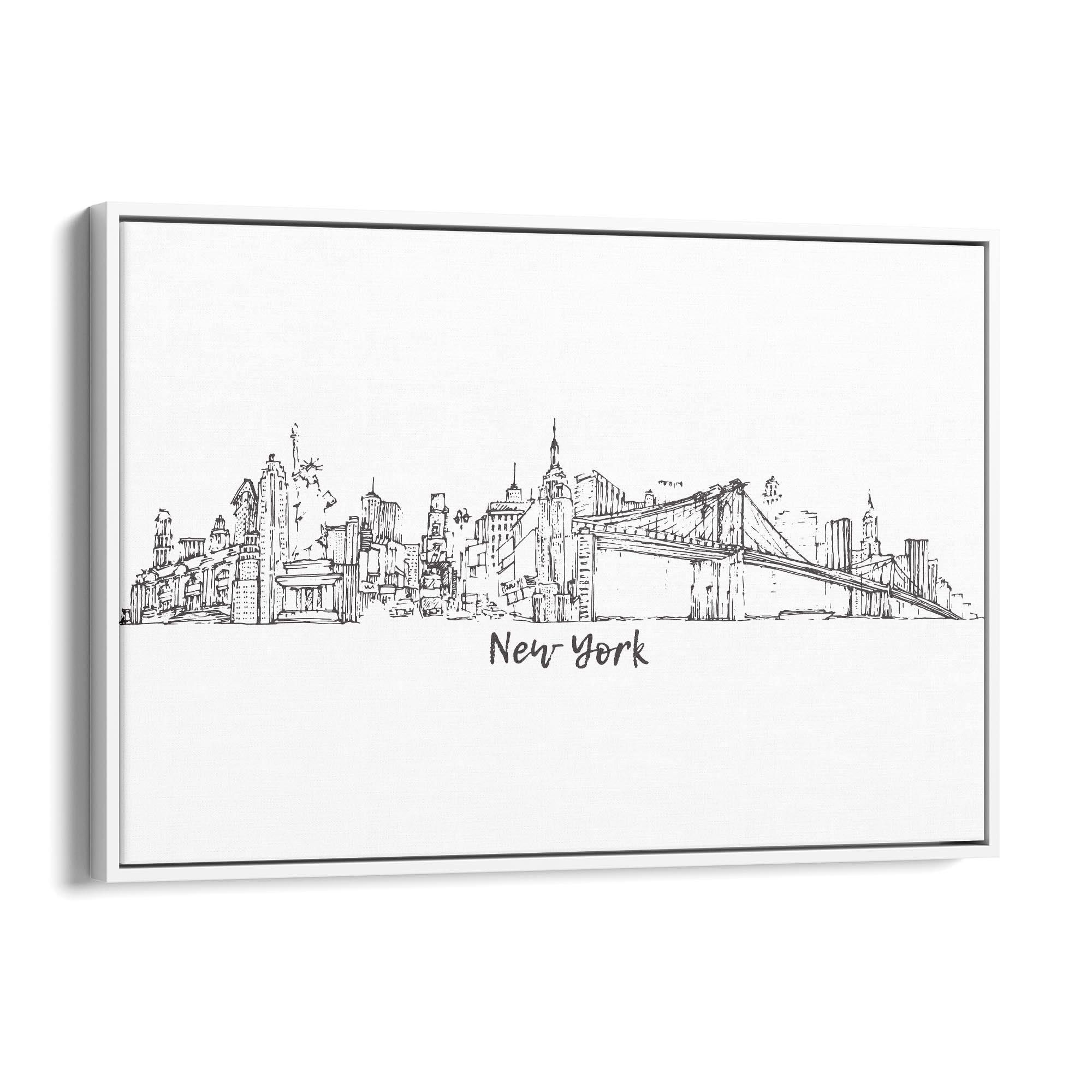 New York Cityscape Drawing Minimal Wall Art - The Affordable Art Company