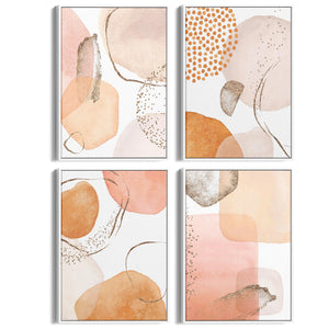 Set of 4 Abstract Peach and Nude Painting Wall Art - The Affordable Art Company