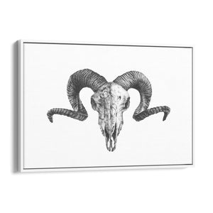 Ram Skull Drawing Man Cave Animal Wall Art - The Affordable Art Company