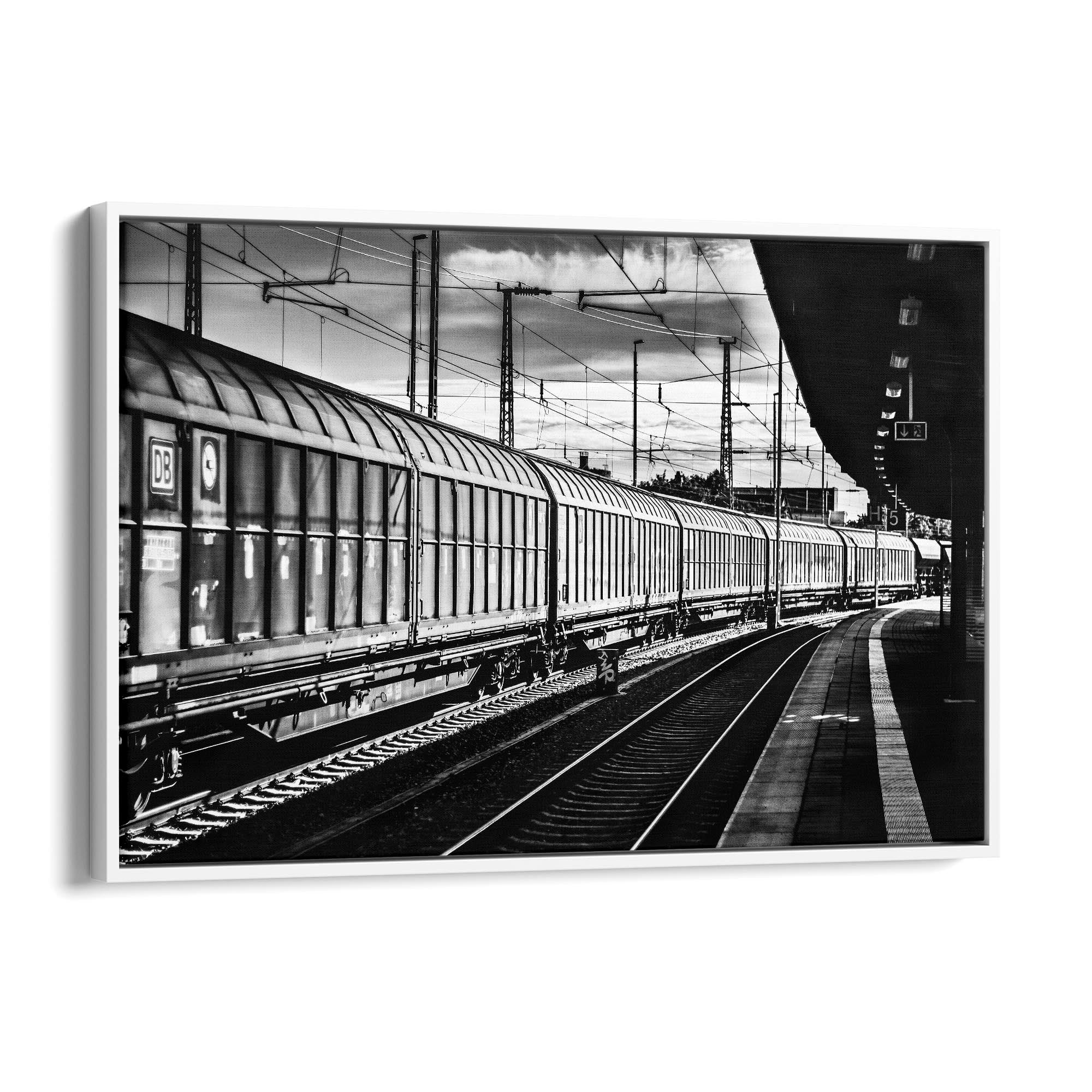 Freight Train Black and White Photograph Wall Art - The Affordable Art Company