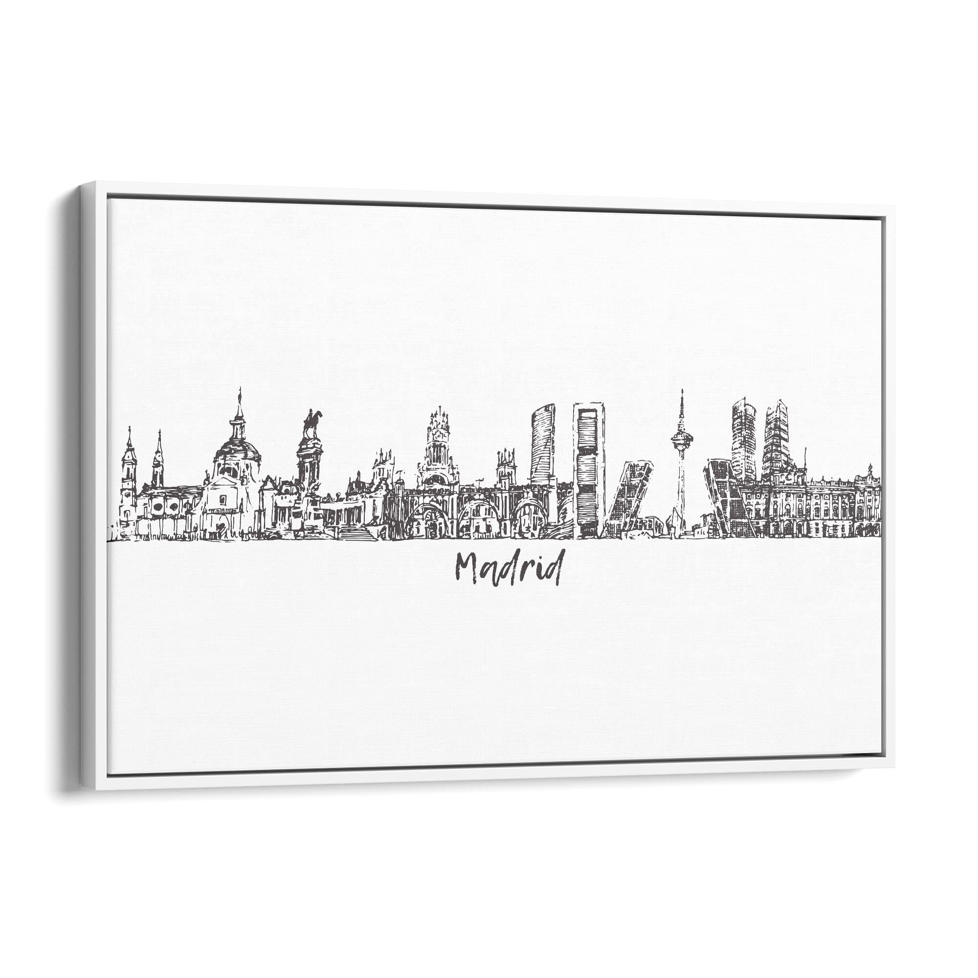 Madrid Spain Cityscape Drawing Travel Wall Art - The Affordable Art Company