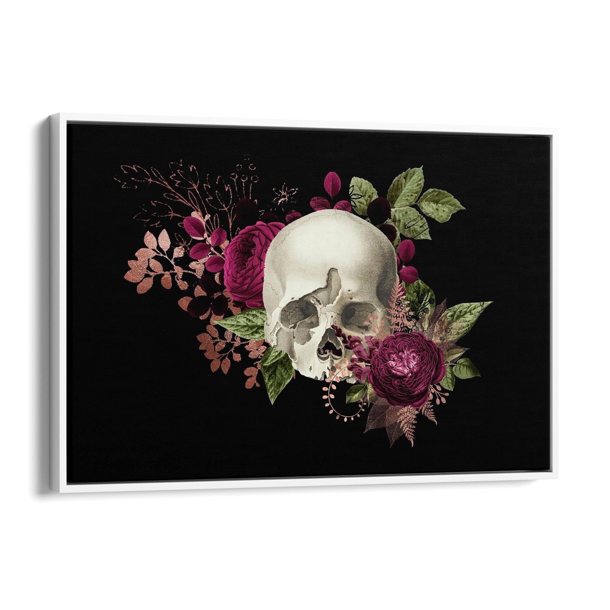 Purple Floral Skull Fashion Girls Bedroom Wall Art #2 - The Affordable Art Company