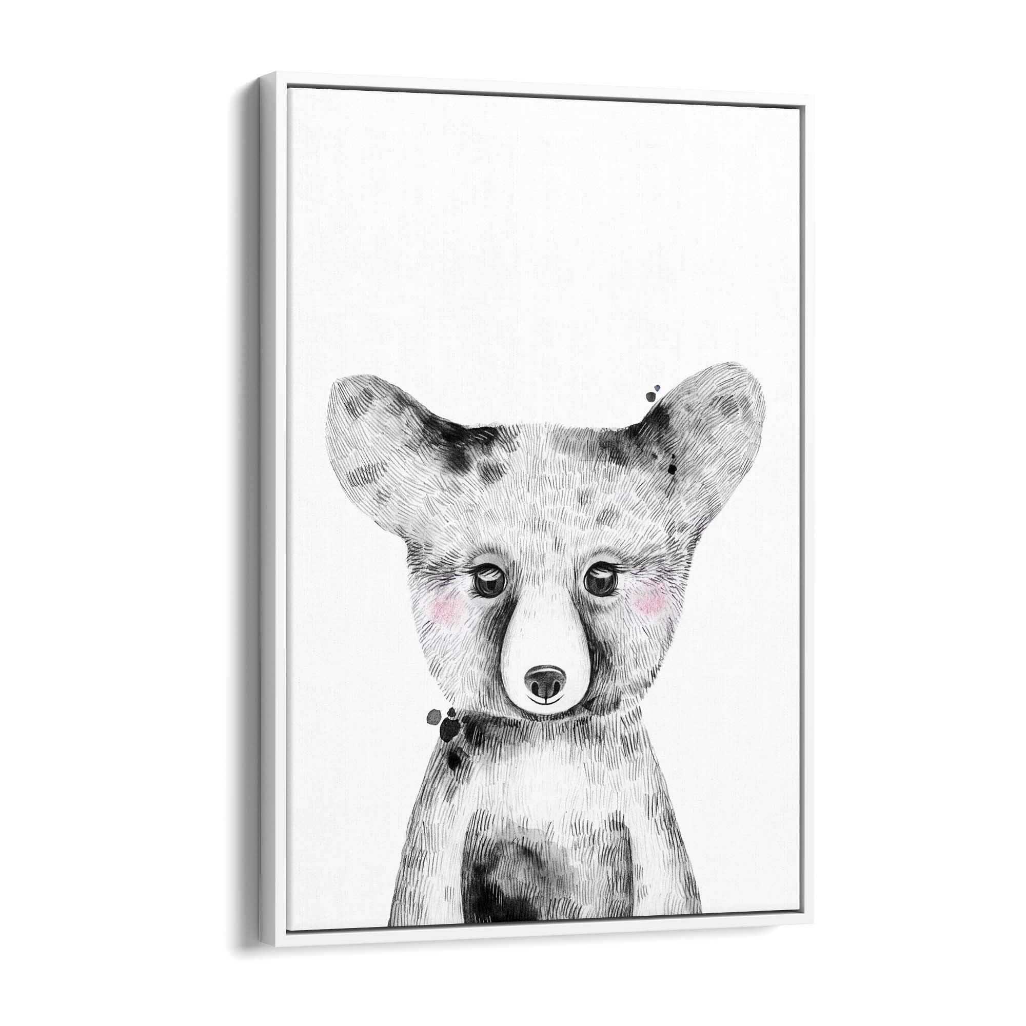 Cute Blushing Baby Bear Nursery Animal Wall Art - The Affordable Art Company