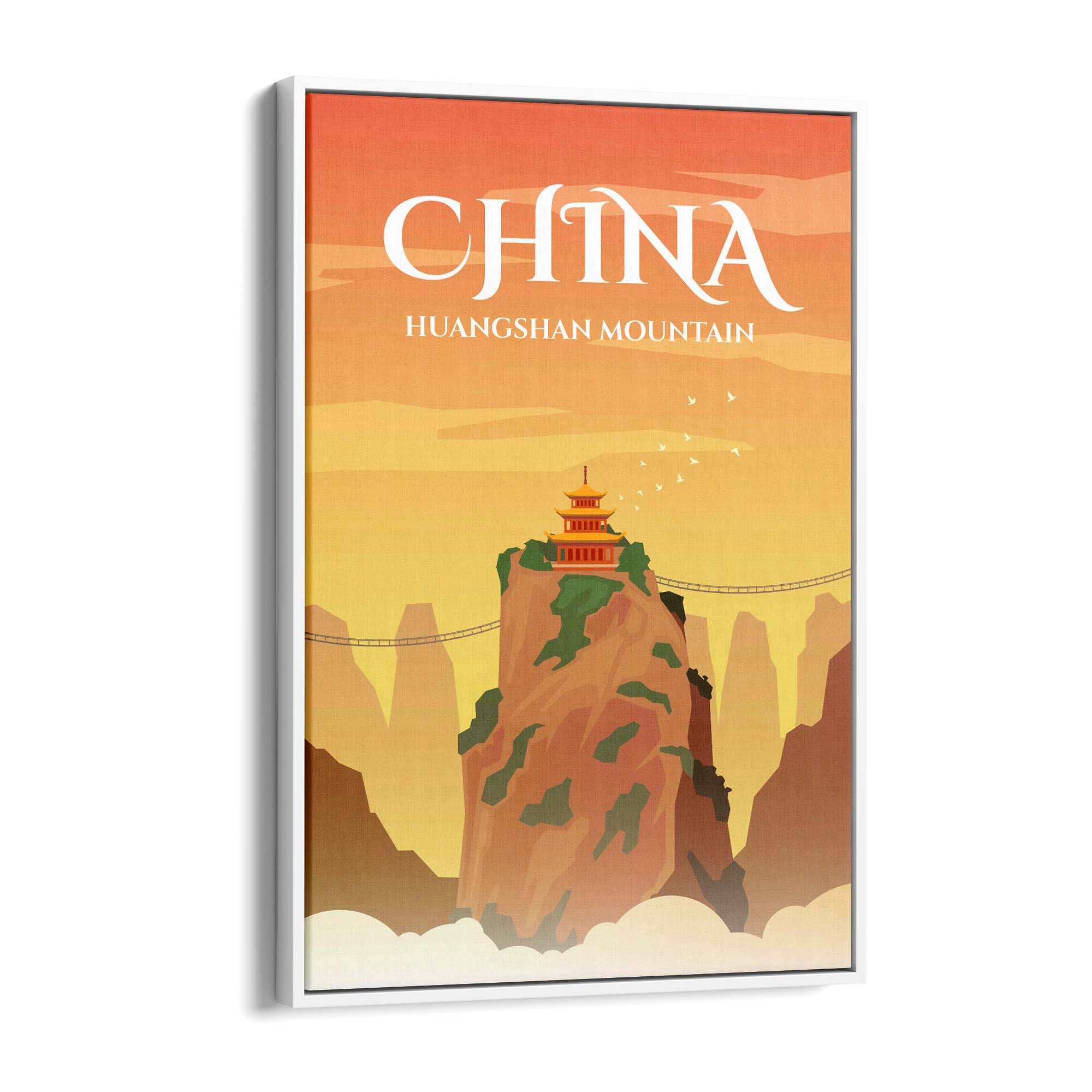 Retro China Mountains Travel Vintage Wall Art - The Affordable Art Company