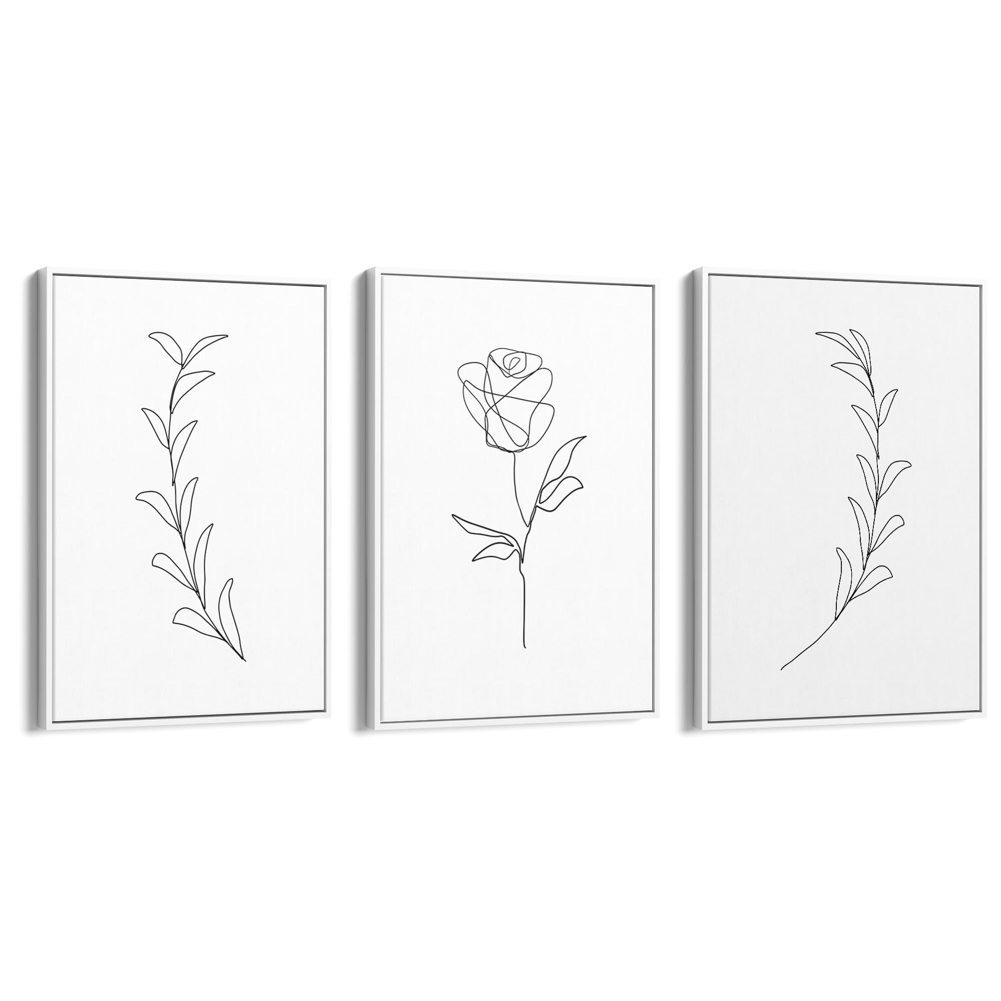 Set of Minimal Flower Line Drawings Wall Art #3 - The Affordable Art Company