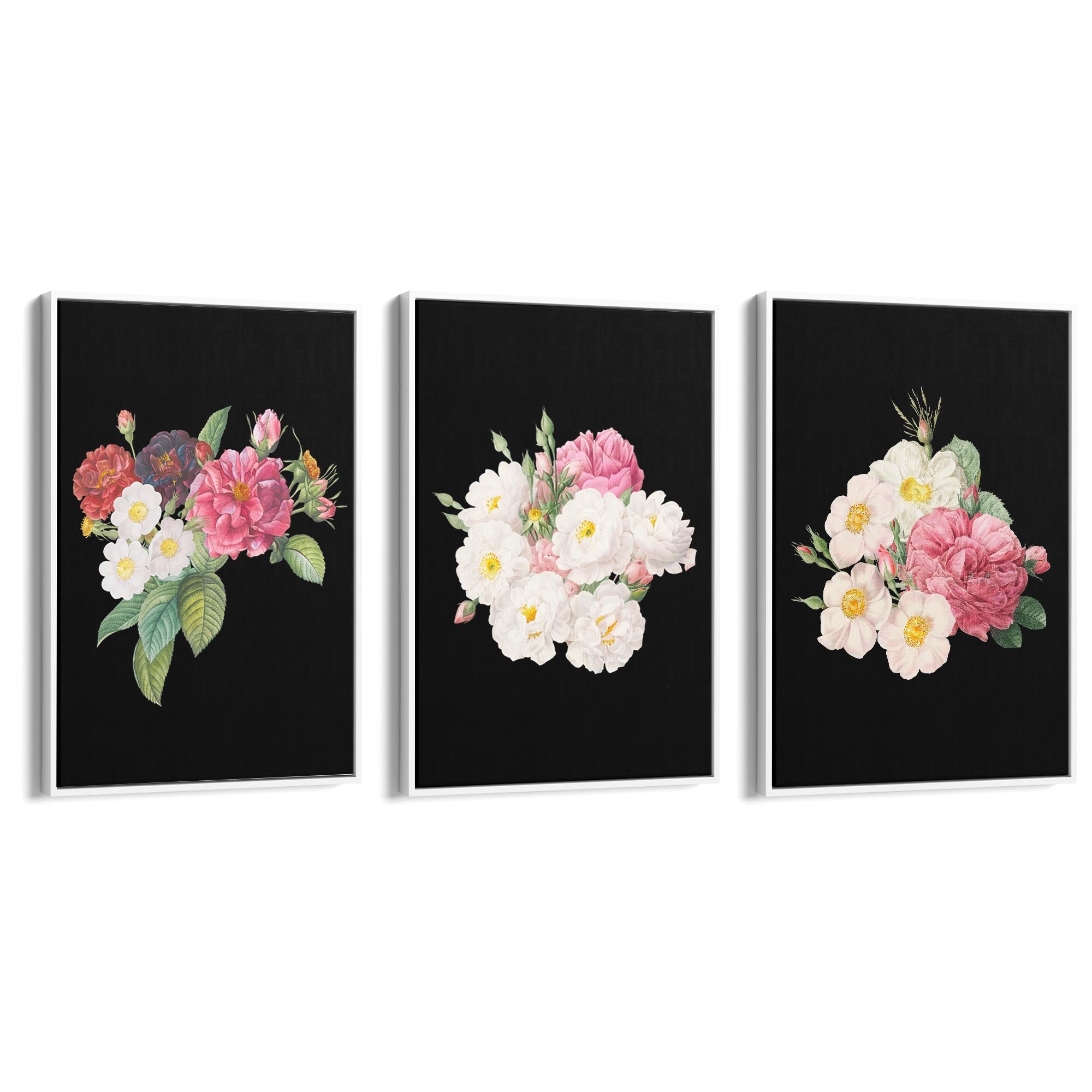 Set of Dark Floral Botanical Flowers Wall Art #2 - The Affordable Art Company