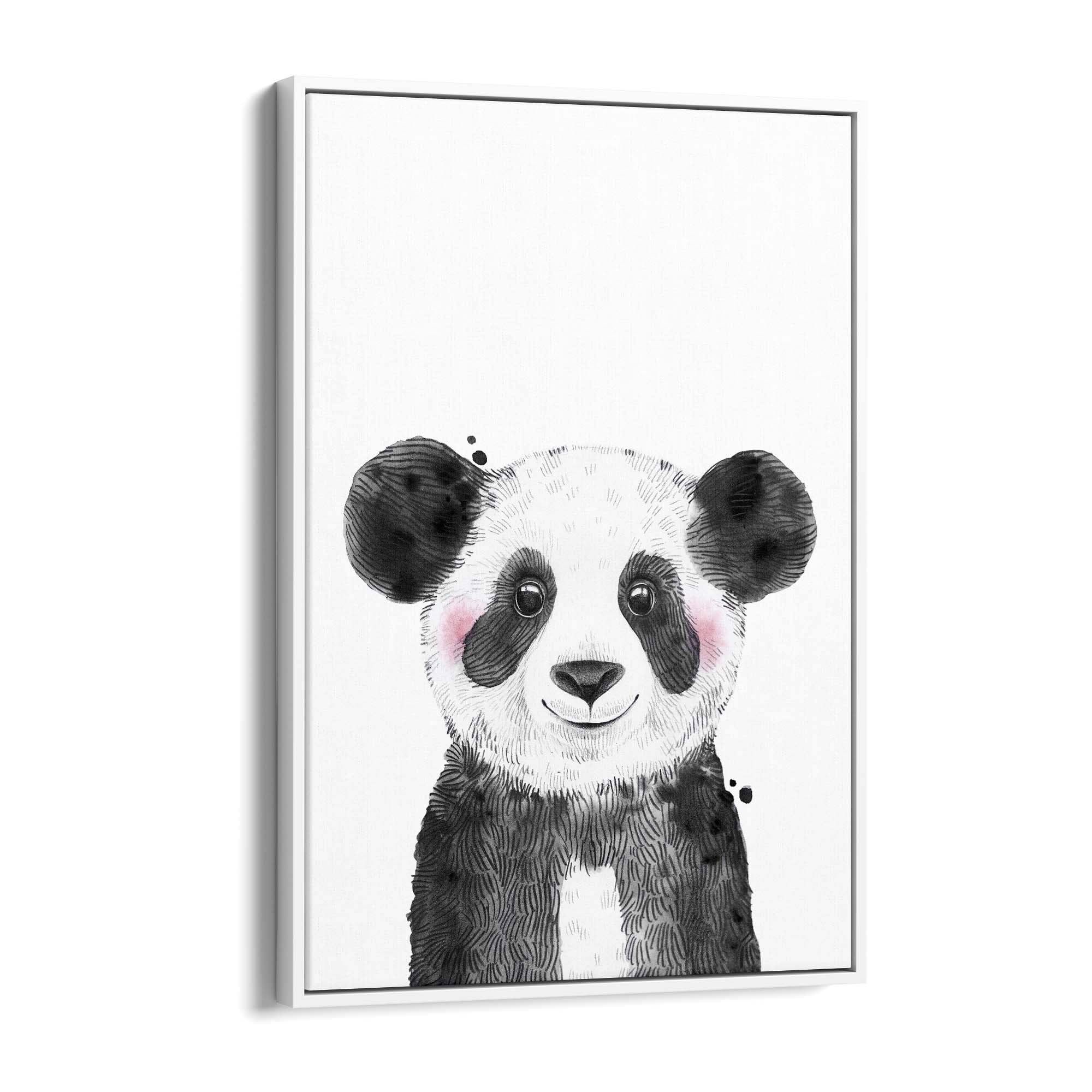 Cute Blushing Baby Panda Nursery Animal Wall Art - The Affordable Art Company